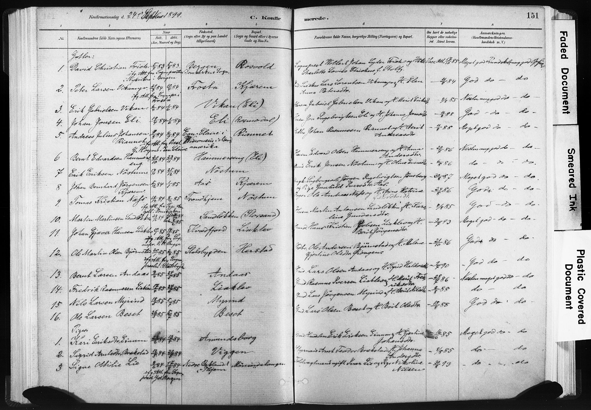 Ministerialprotokoller, klokkerbøker og fødselsregistre - Sør-Trøndelag, SAT/A-1456/665/L0773: Parish register (official) no. 665A08, 1879-1905, p. 151