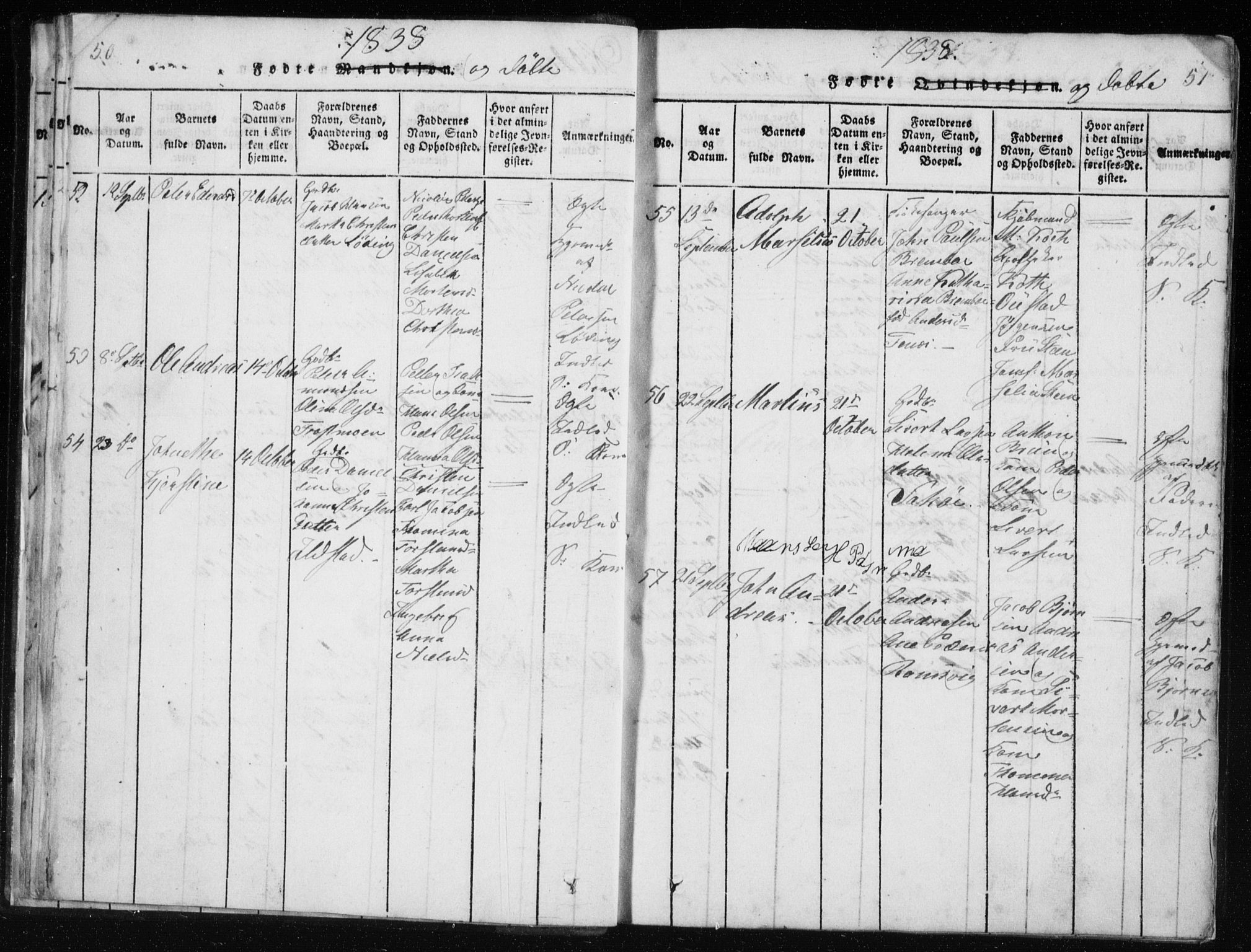 Ministerialprotokoller, klokkerbøker og fødselsregistre - Nordland, AV/SAT-A-1459/801/L0027: Parish register (copy) no. 801C02, 1835-1845, p. 50-51