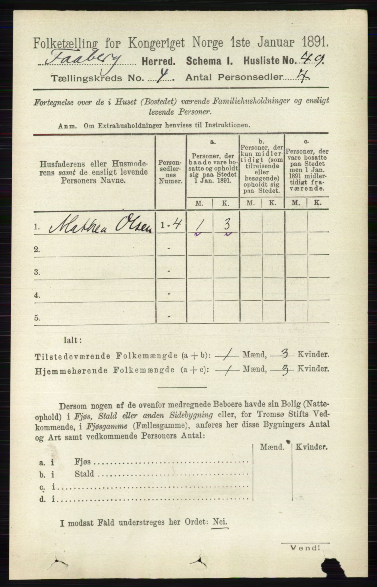 RA, 1891 census for 0524 Fåberg, 1891, p. 1214