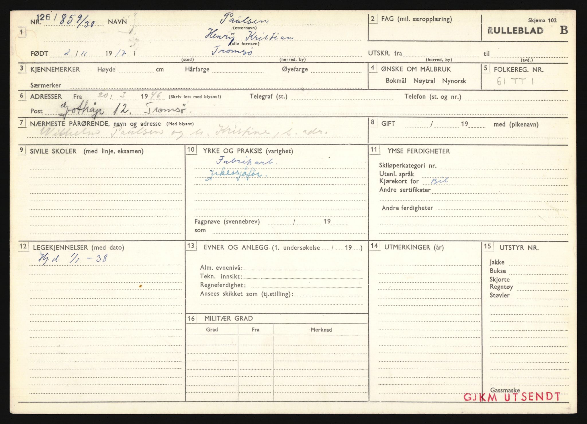 Forsvaret, Troms infanteriregiment nr. 16, AV/RA-RAFA-3146/P/Pa/L0022: Rulleblad for regimentets menige mannskaper, årsklasse 1938, 1938, p. 1303