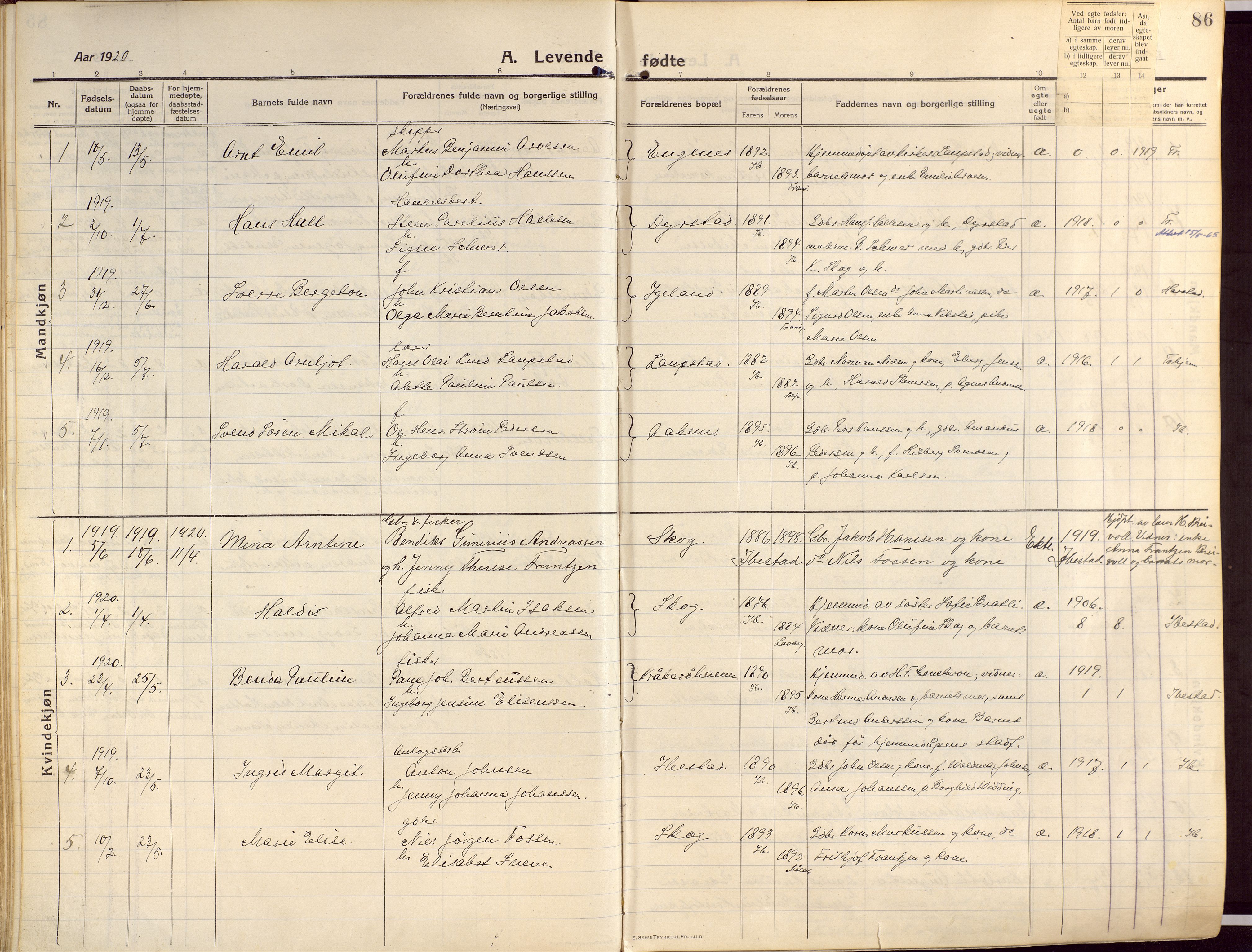 Ibestad sokneprestembete, AV/SATØ-S-0077/H/Ha/Haa/L0018kirke: Parish register (official) no. 18, 1915-1929, p. 86