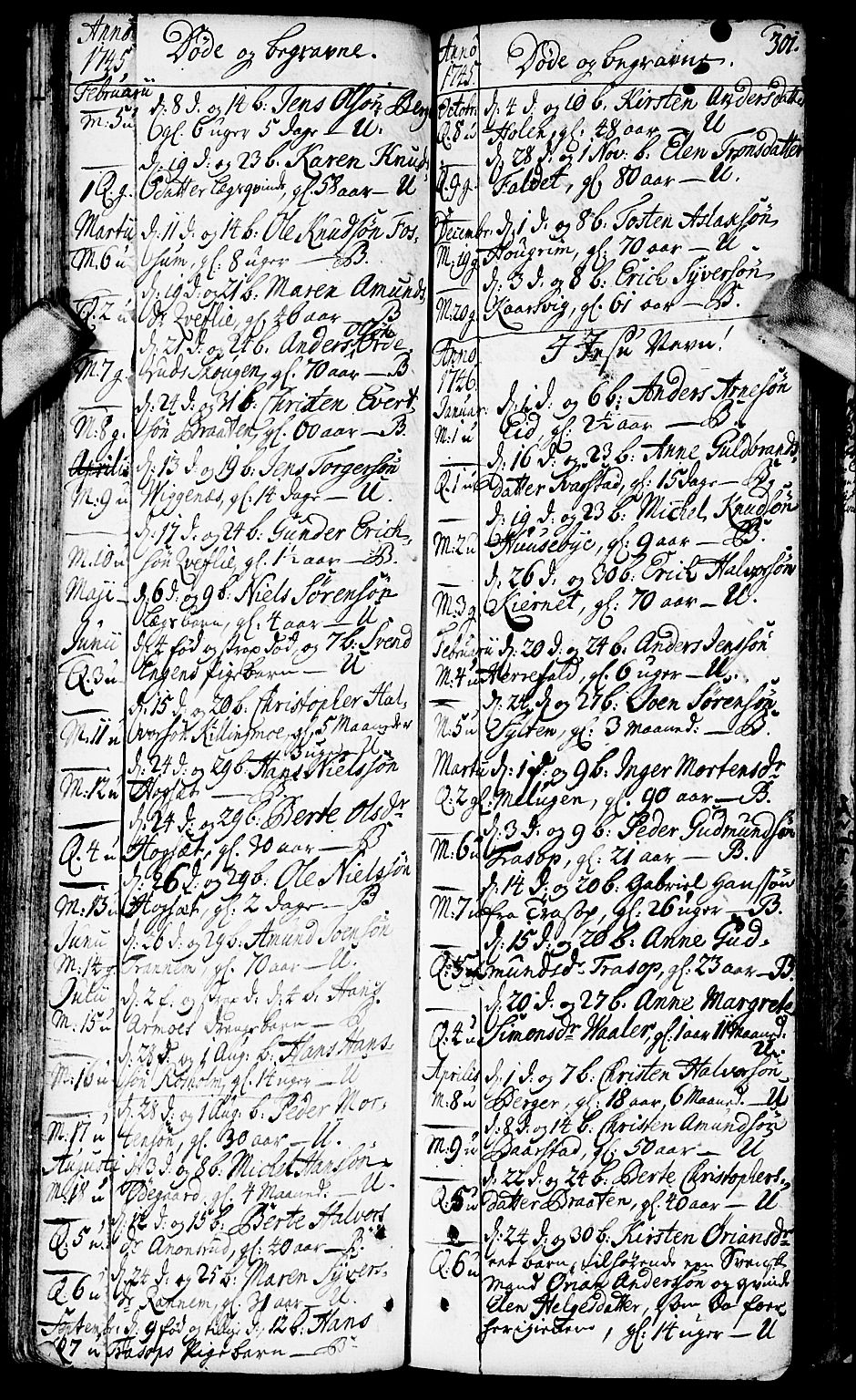 Aurskog prestekontor Kirkebøker, SAO/A-10304a/F/Fa/L0002: Parish register (official) no. I 2, 1735-1766, p. 301