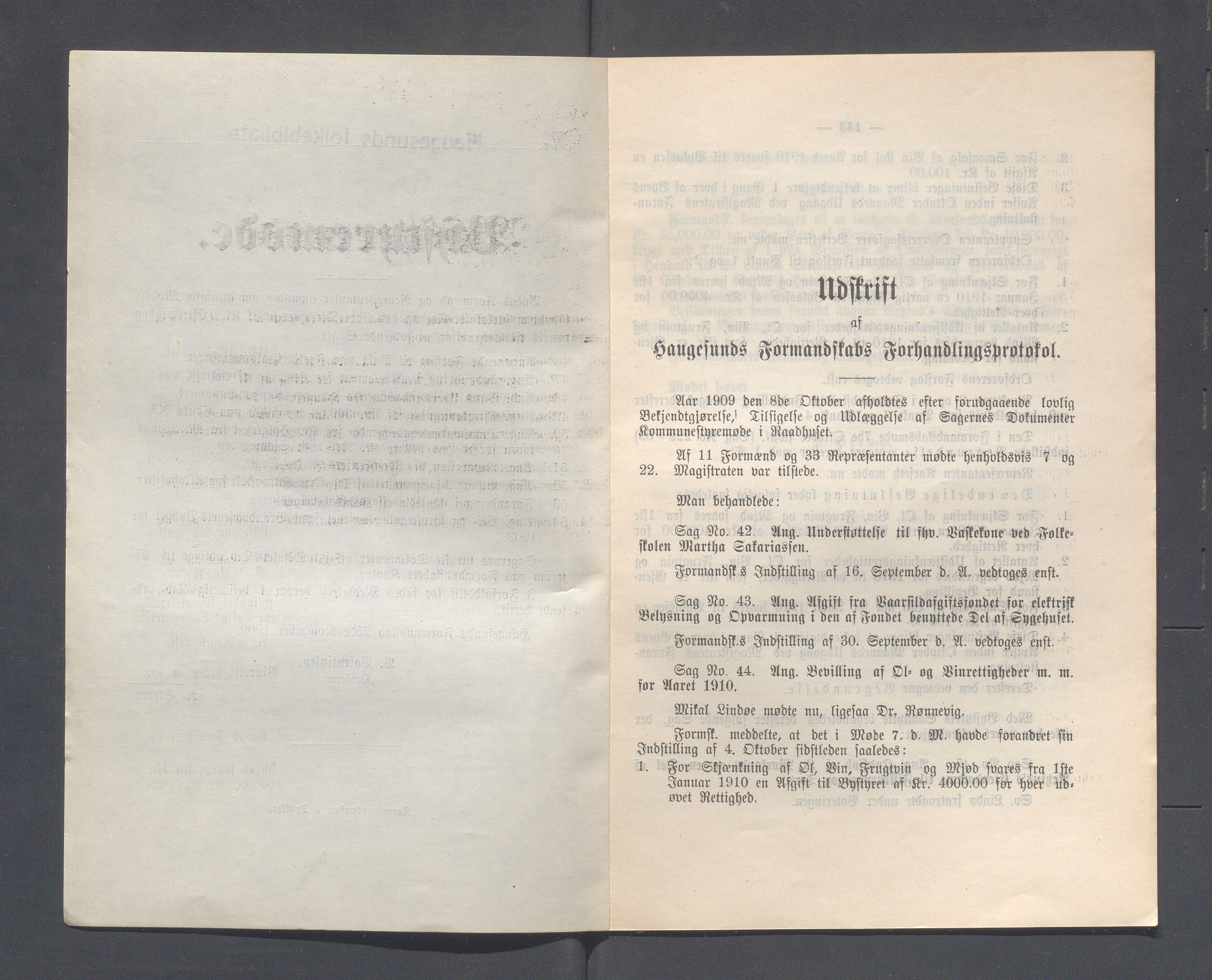 Haugesund kommune - Formannskapet og Bystyret, IKAR/A-740/A/Abb/L0002: Bystyreforhandlinger, 1908-1917, p. 289