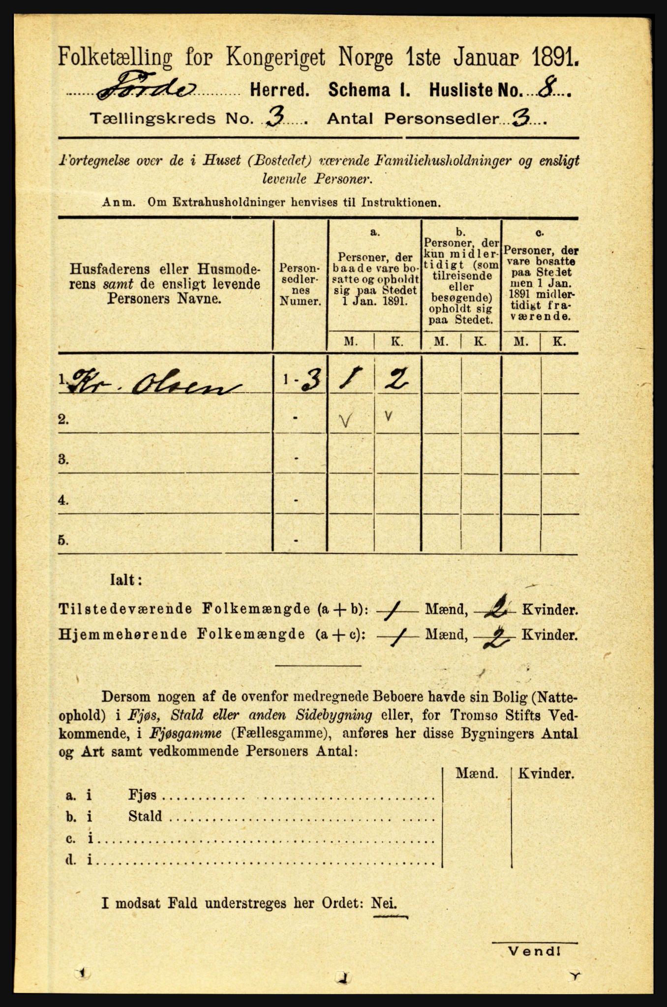 RA, 1891 census for 1432 Førde, 1891, p. 815