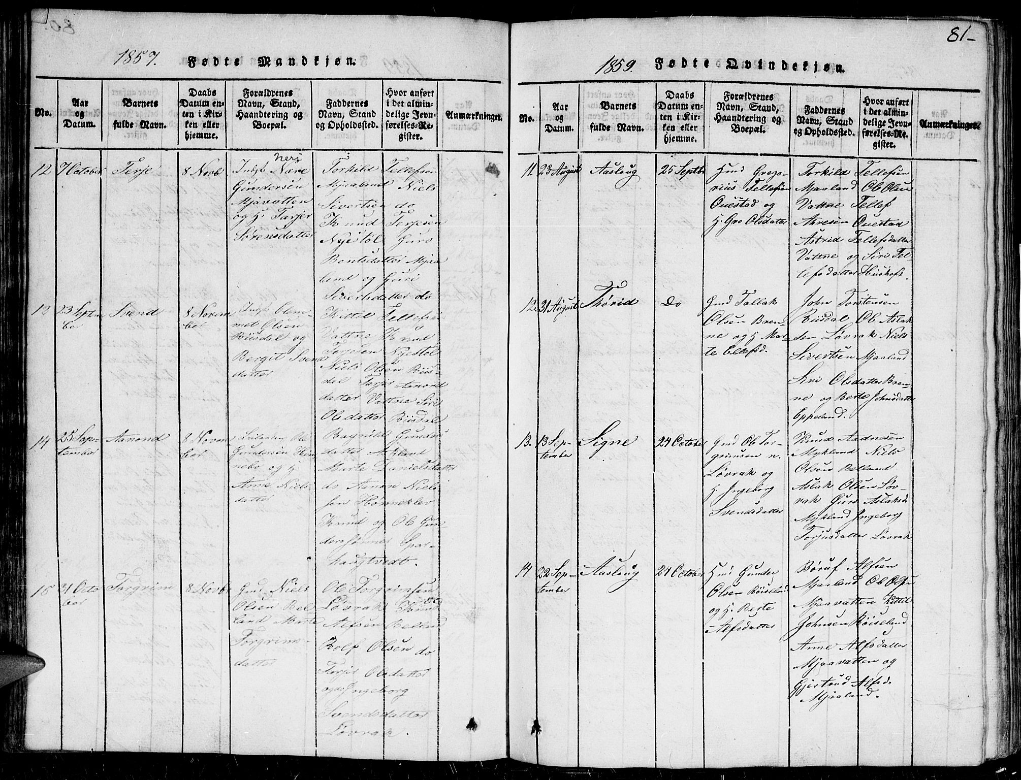 Herefoss sokneprestkontor, AV/SAK-1111-0019/F/Fb/Fbc/L0001: Parish register (copy) no. B 1, 1816-1866, p. 81