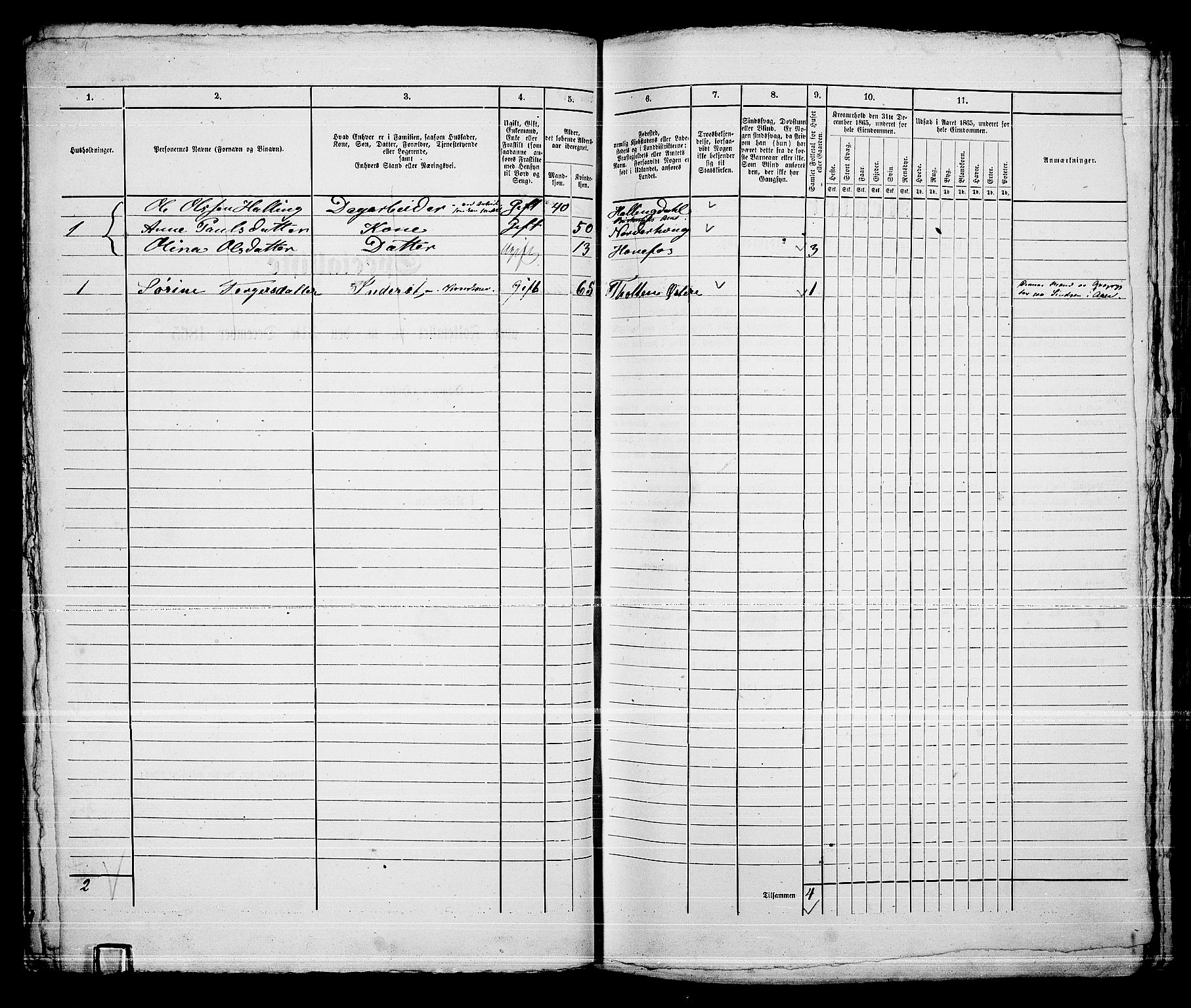 RA, 1865 census for Norderhov/Hønefoss, 1865, p. 109