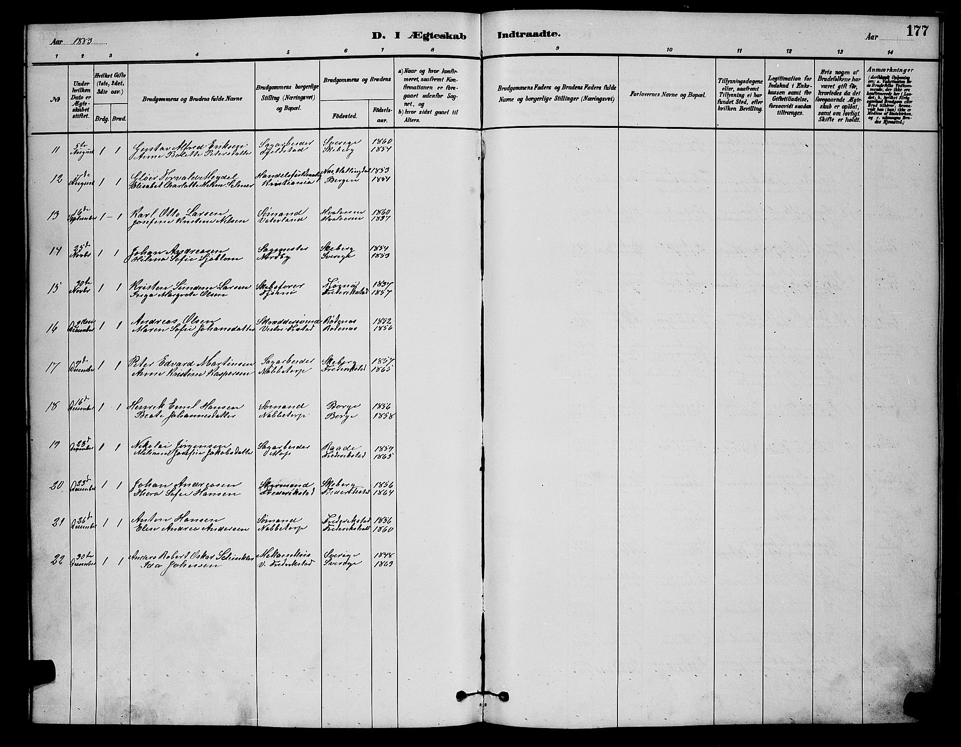 Østre Fredrikstad prestekontor Kirkebøker, SAO/A-10907/G/Ga/L0001: Parish register (copy) no. 1, 1880-1899, p. 177