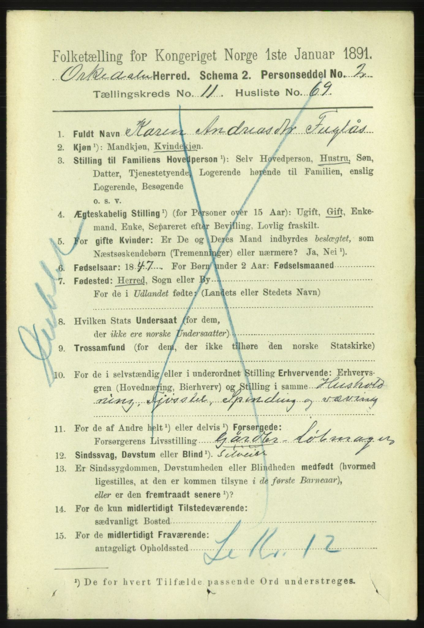 RA, 1891 census for 1638 Orkdal, 1891, p. 5509