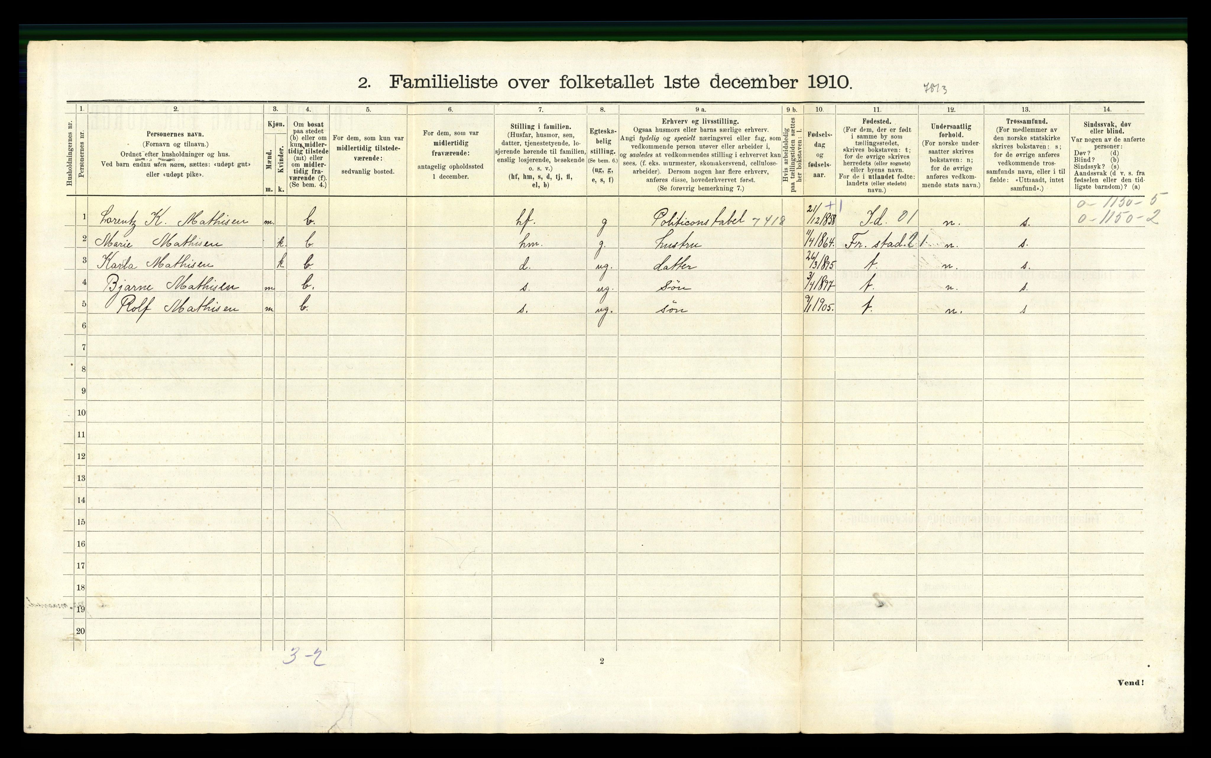 RA, 1910 census for Fredrikshald, 1910, p. 4903