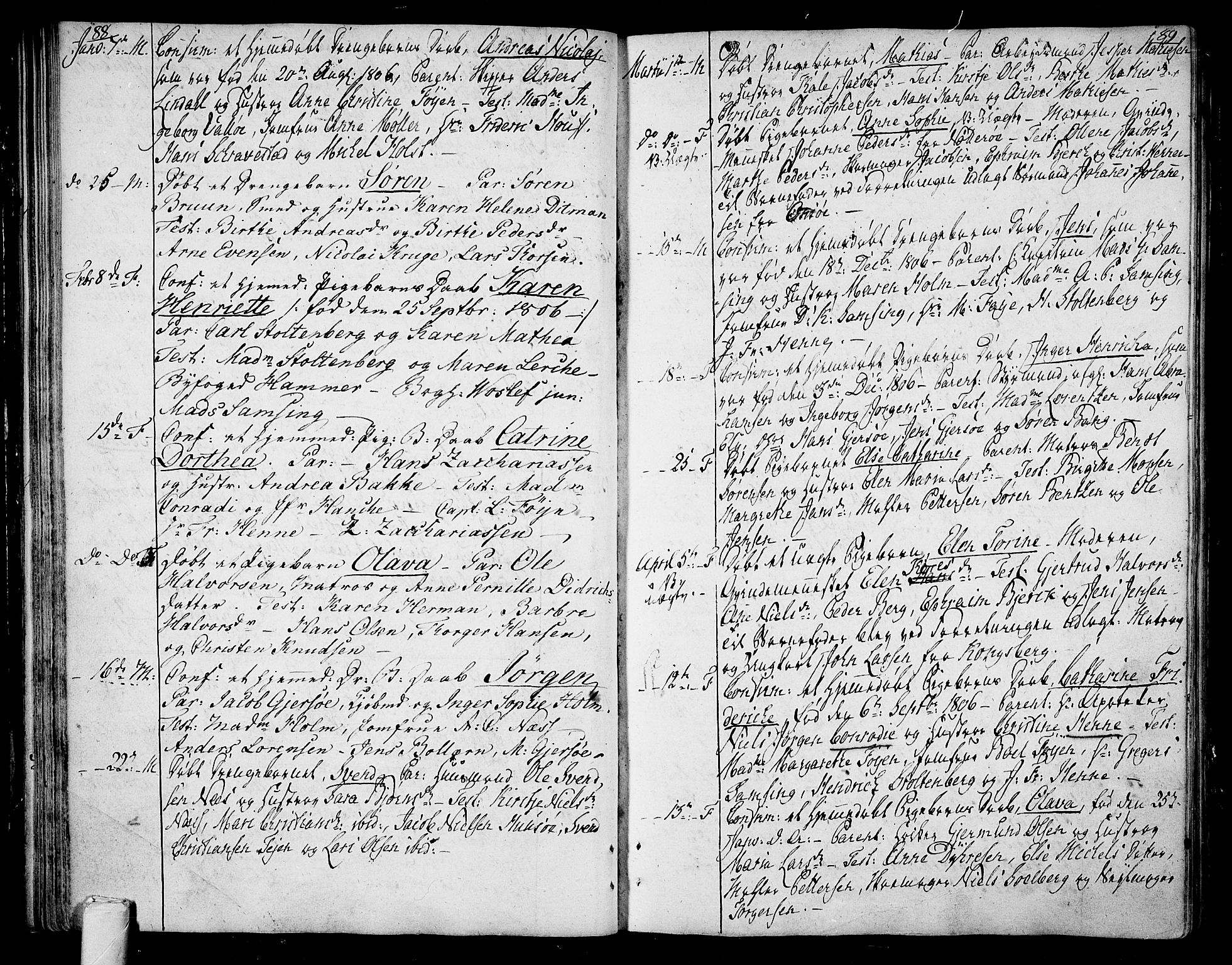 Tønsberg kirkebøker, SAKO/A-330/F/Fa/L0003: Parish register (official) no. I 3, 1797-1814, p. 88-89