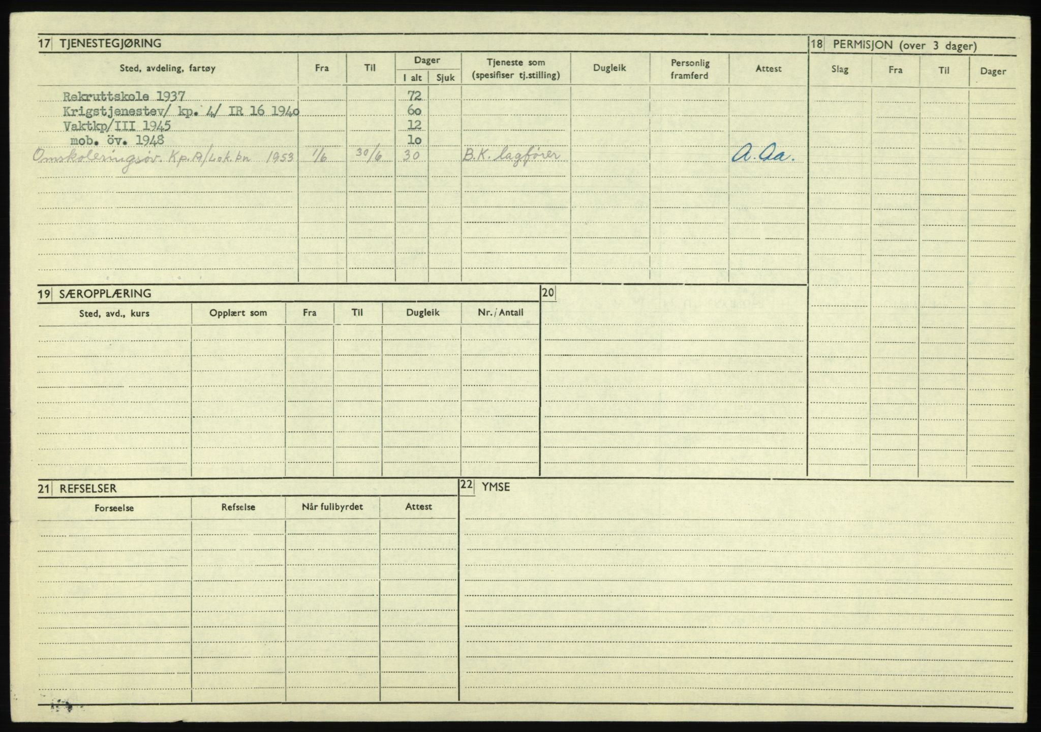 Forsvaret, Troms infanteriregiment nr. 16, AV/RA-RAFA-3146/P/Pa/L0021: Rulleblad for regimentets menige mannskaper, årsklasse 1937, 1937, p. 422