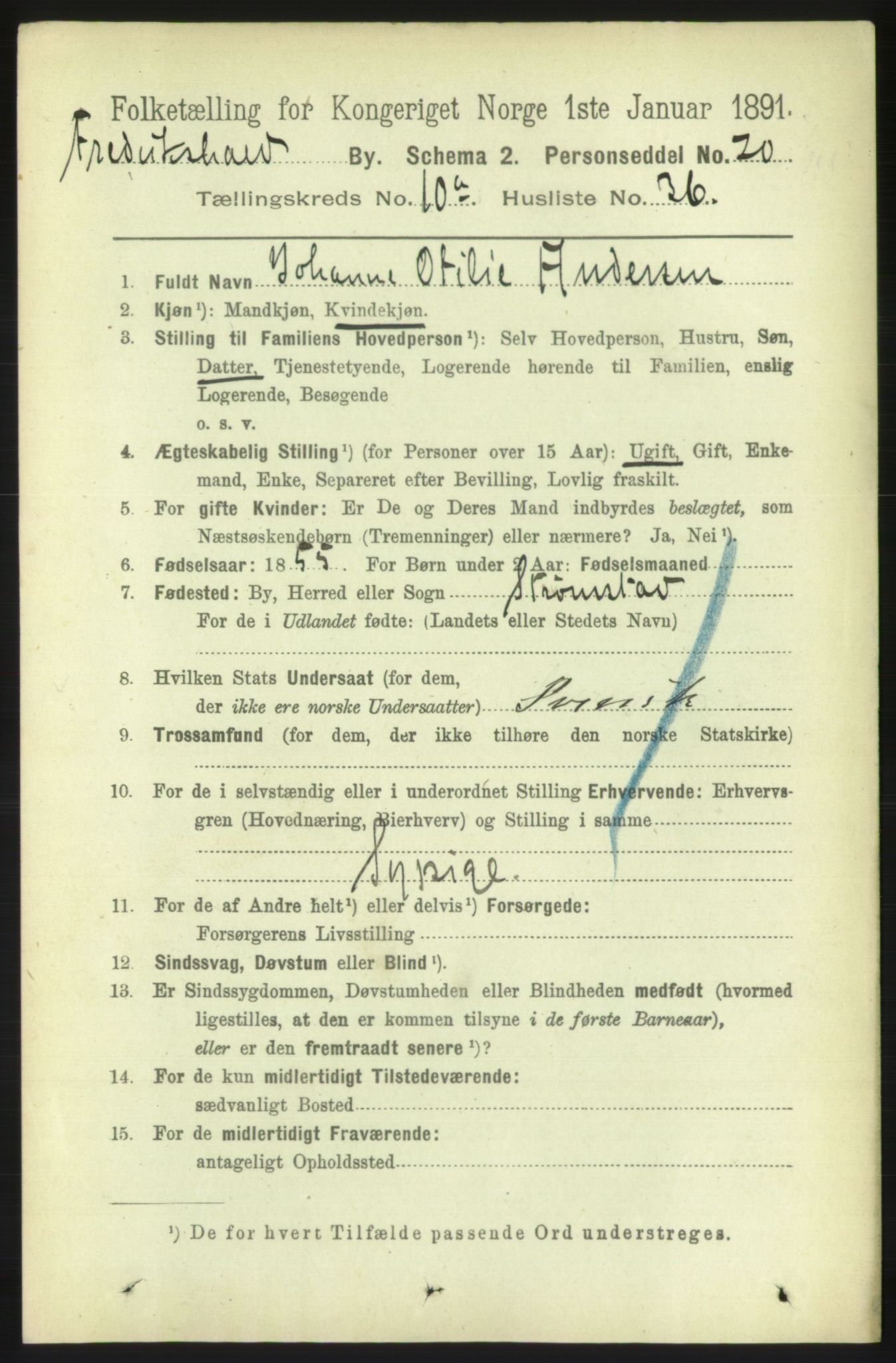 RA, 1891 census for 0101 Fredrikshald, 1891, p. 7344