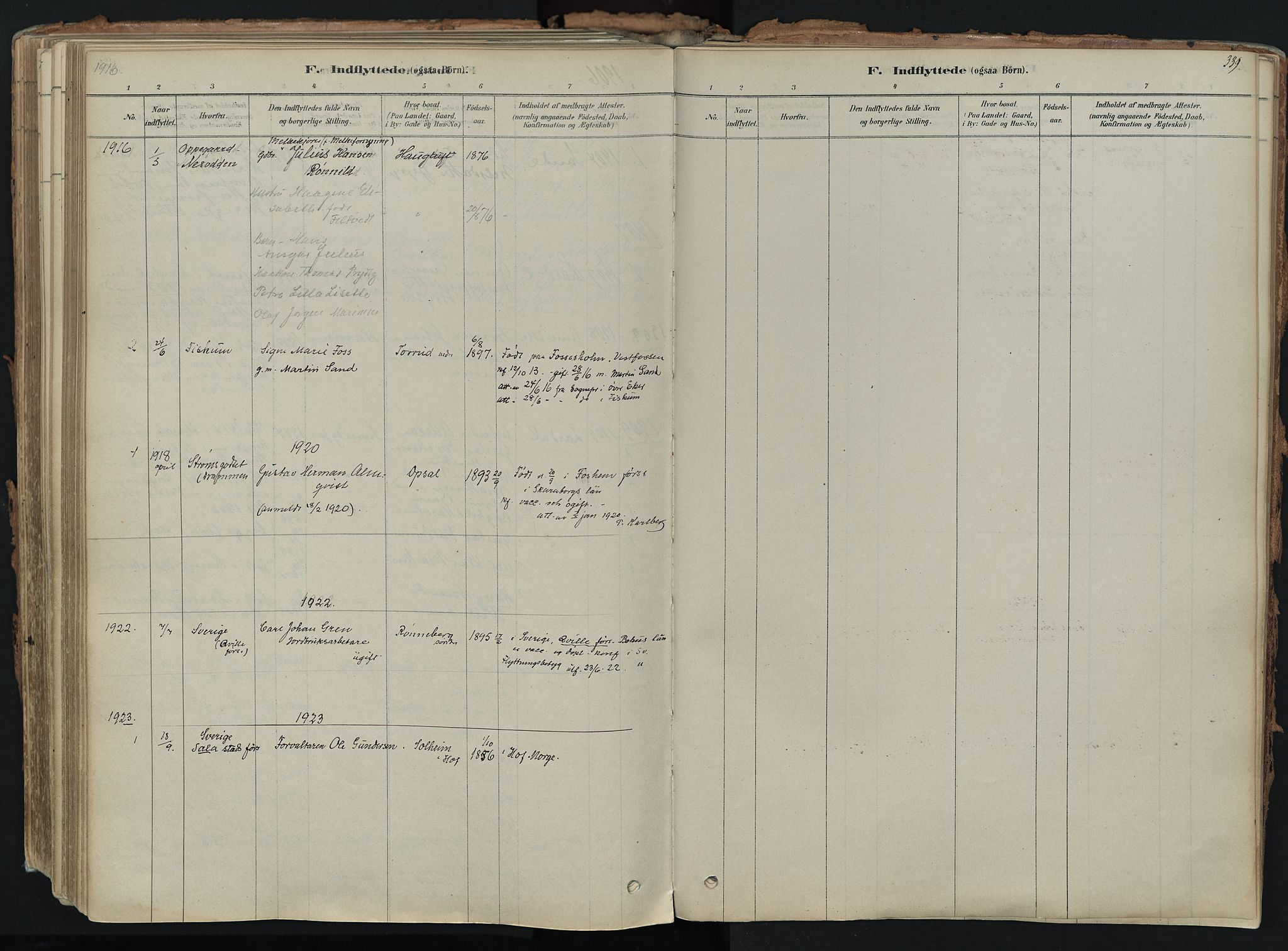 Hof kirkebøker, AV/SAKO-A-64/F/Fa/L0007: Parish register (official) no. I 7, 1878-1940, p. 339