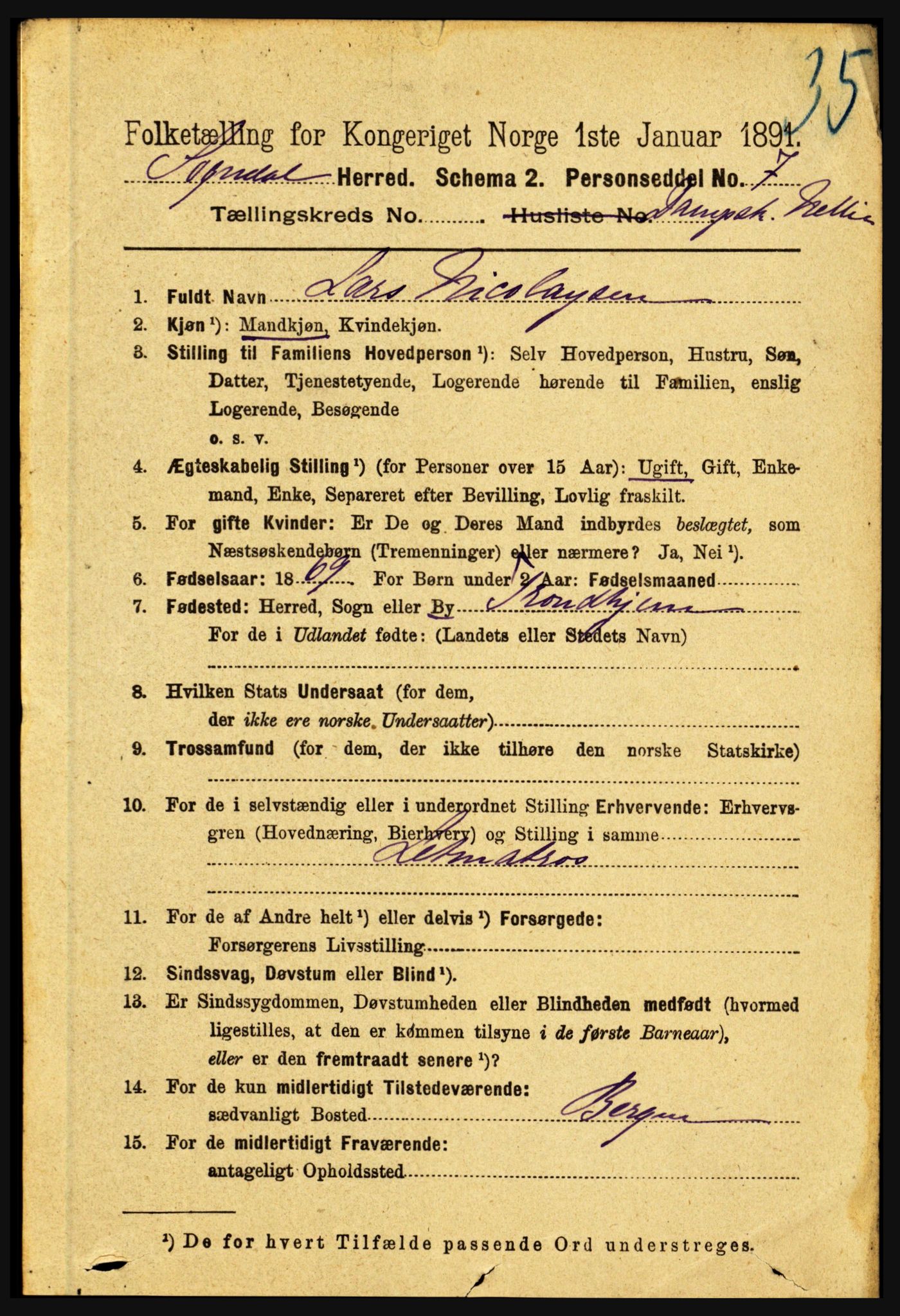 RA, 1891 census for 1420 Sogndal, 1891, p. 4331