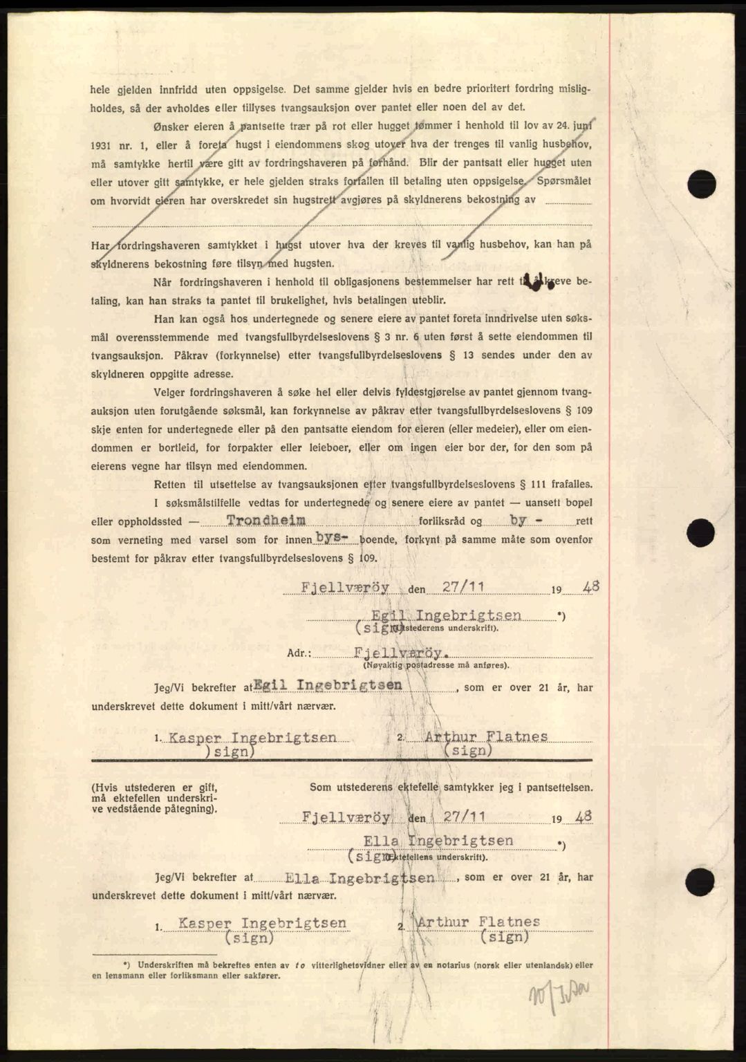 Hitra sorenskriveri, AV/SAT-A-0018/2/2C/2Ca: Mortgage book no. B1, 1939-1949, Diary no: : 1431/1948