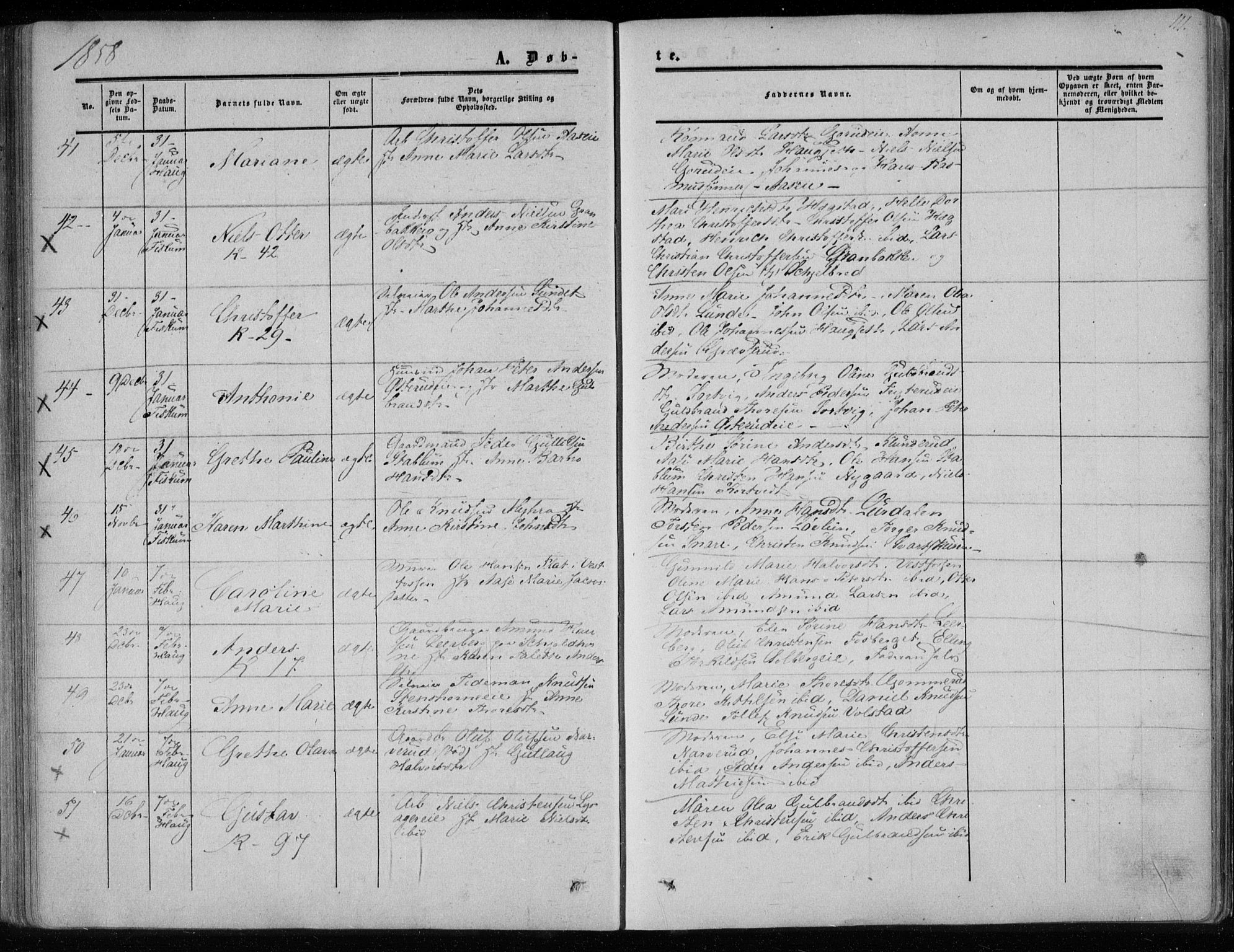 Eiker kirkebøker, AV/SAKO-A-4/F/Fa/L0015a: Parish register (official) no. I 15A, 1854-1860, p. 111