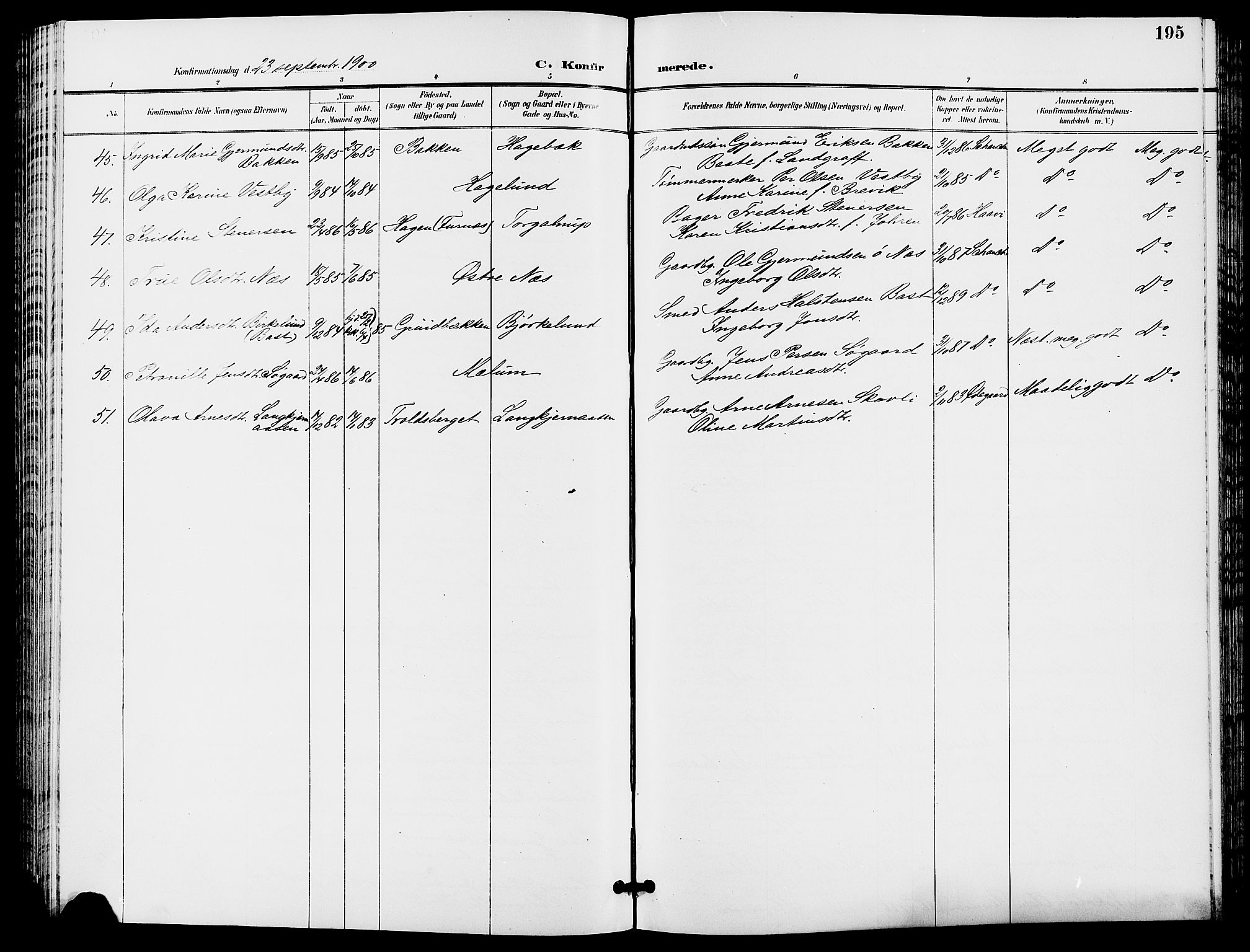 Trysil prestekontor, SAH/PREST-046/H/Ha/Hab/L0006: Parish register (copy) no. 6, 1896-1912, p. 195