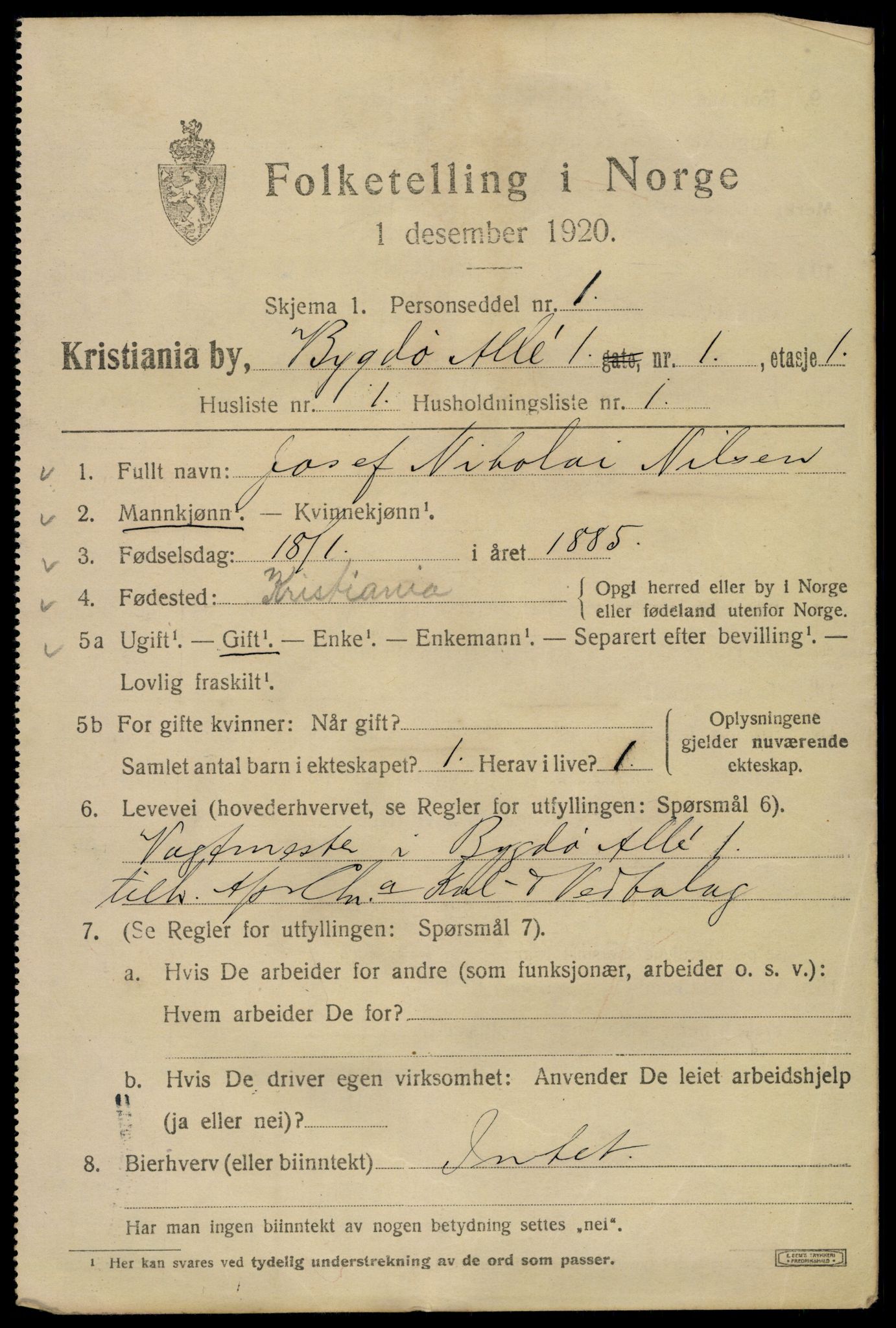 SAO, 1920 census for Kristiania, 1920, p. 176053