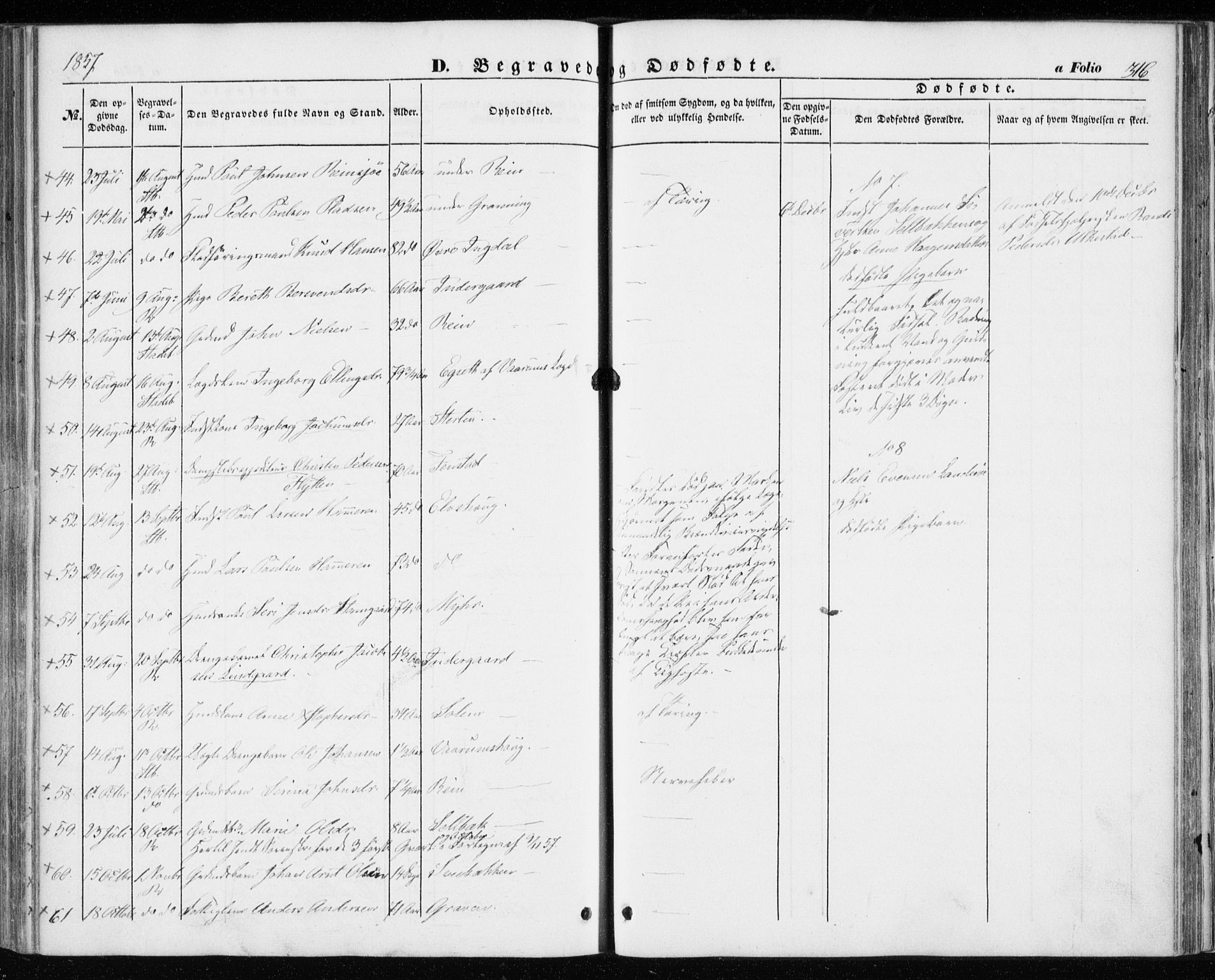 Ministerialprotokoller, klokkerbøker og fødselsregistre - Sør-Trøndelag, AV/SAT-A-1456/646/L0611: Parish register (official) no. 646A09, 1848-1857, p. 316