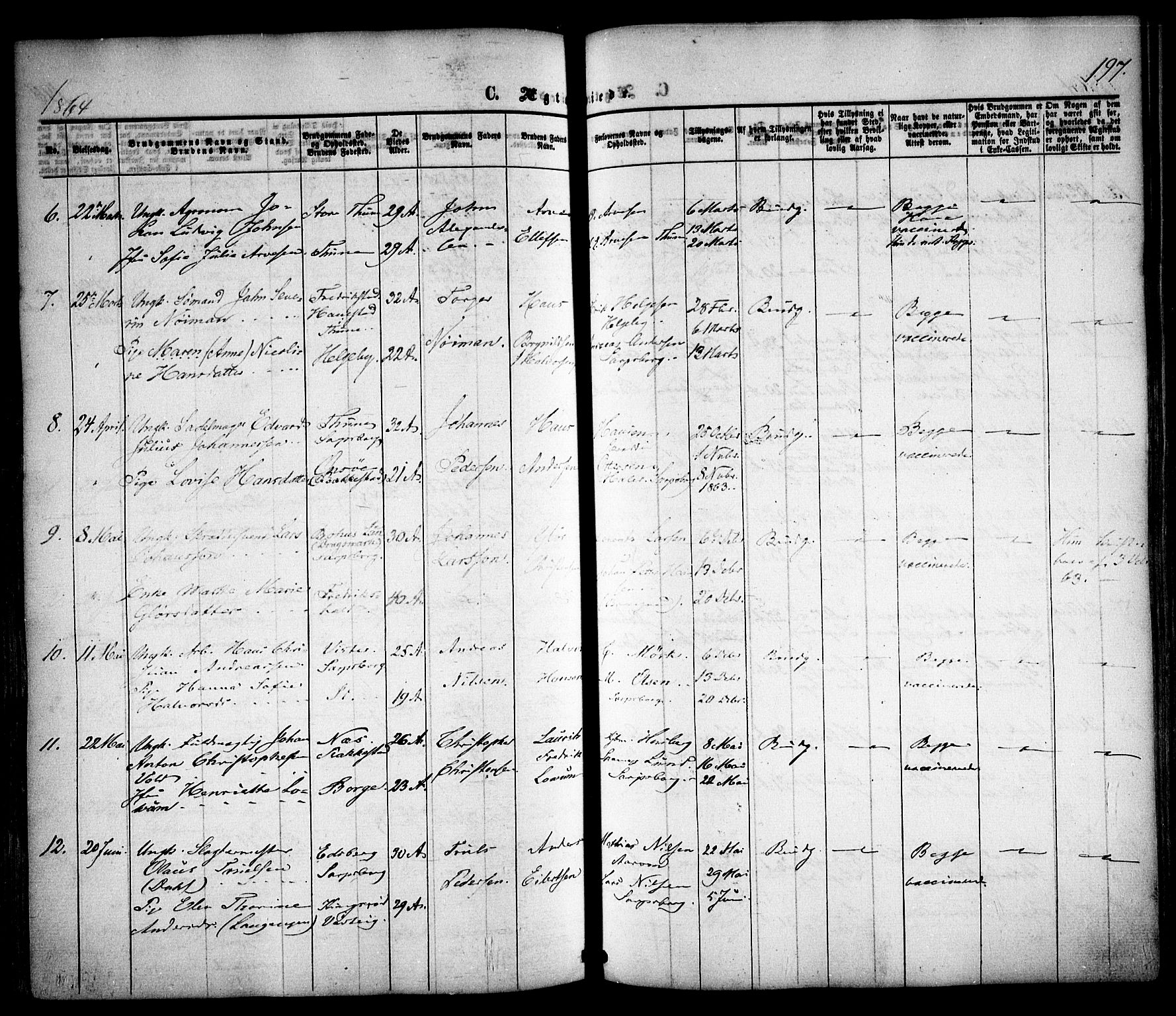 Sarpsborg prestekontor Kirkebøker, AV/SAO-A-2006/F/Fa/L0001: Parish register (official) no. 1, 1859-1868, p. 197