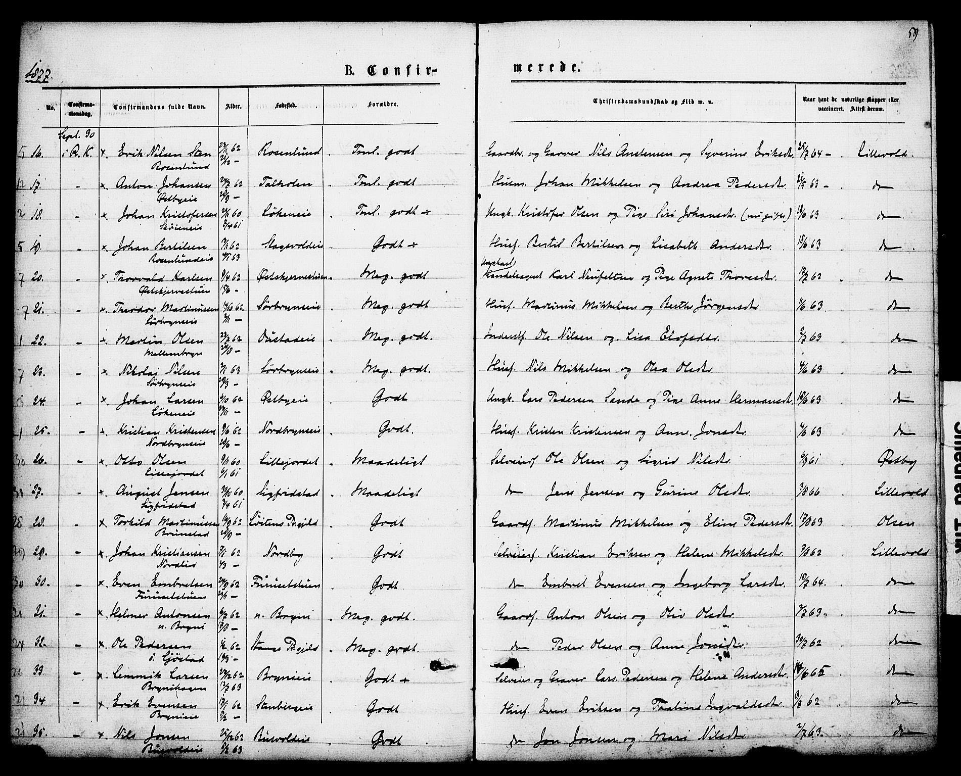 Romedal prestekontor, SAH/PREST-004/K/L0007: Parish register (official) no. 7, 1875-1879, p. 59