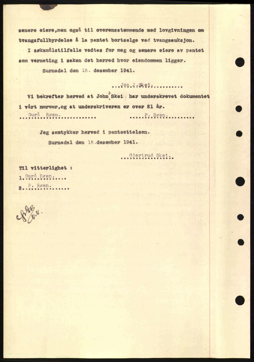Nordmøre sorenskriveri, SAT/A-4132/1/2/2Ca: Mortgage book no. B88, 1941-1942, Diary no: : 497/1942