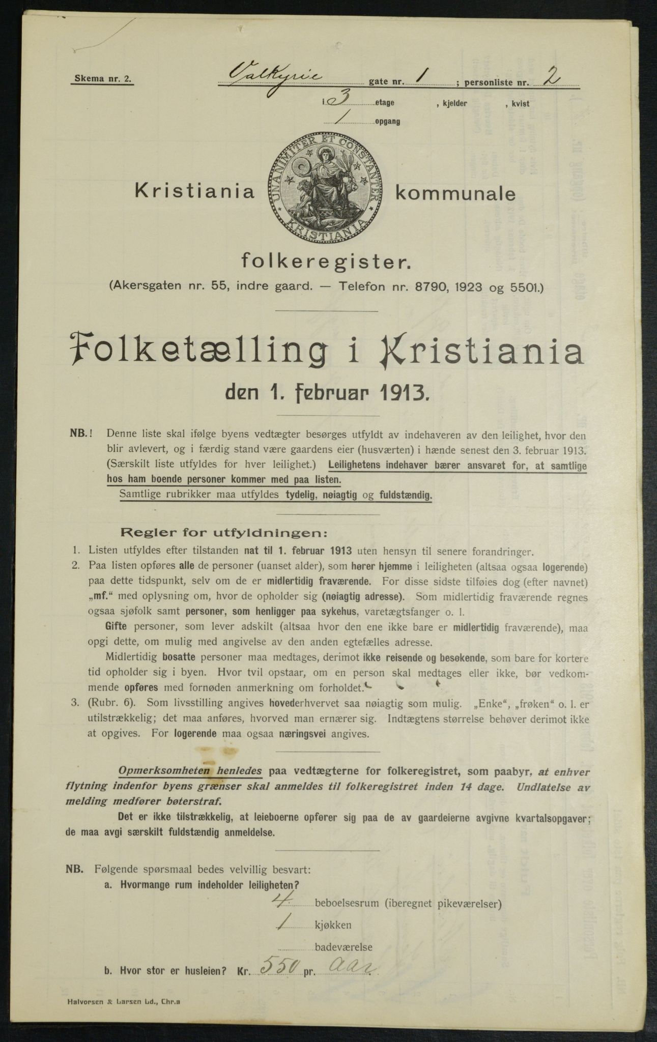 OBA, Municipal Census 1913 for Kristiania, 1913, p. 121513