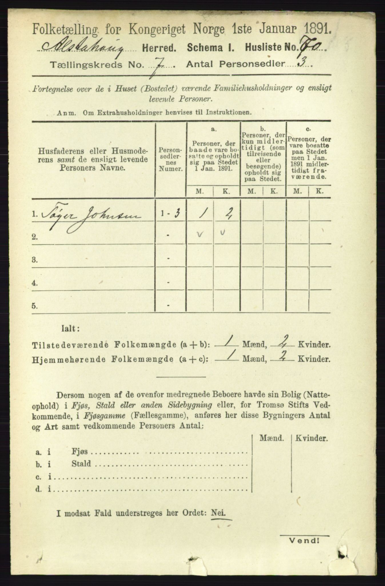 RA, 1891 census for 1820 Alstahaug, 1891, p. 2475