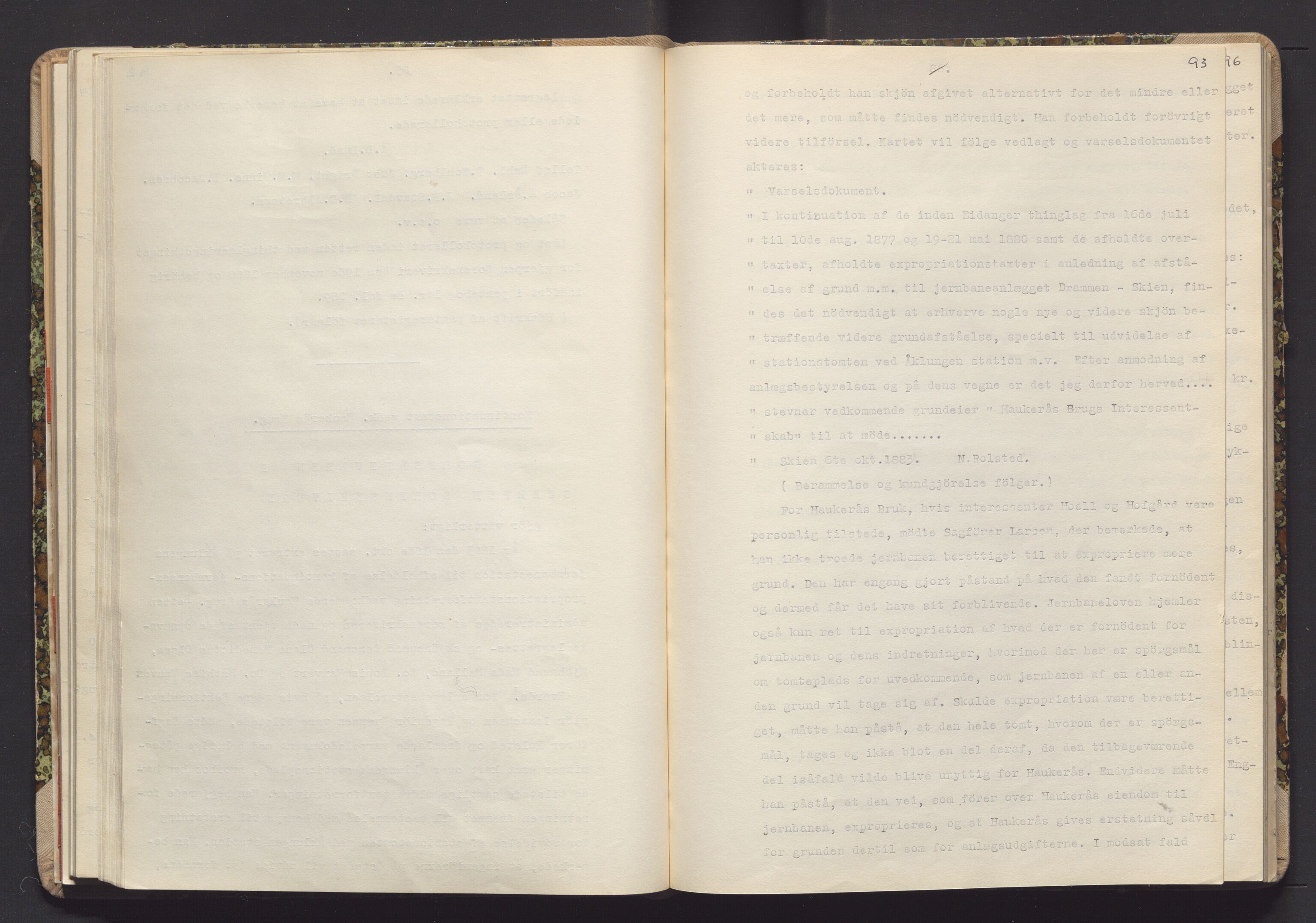 Norges Statsbaner Drammen distrikt (NSB), AV/SAKO-A-30/Y/Yc/L0007: Takster Vestfoldbanen strekningen Eidanger-Porsgrunn-Gjerpen samt sidelinjen Eidanger-Brevik, 1877-1896, p. 93