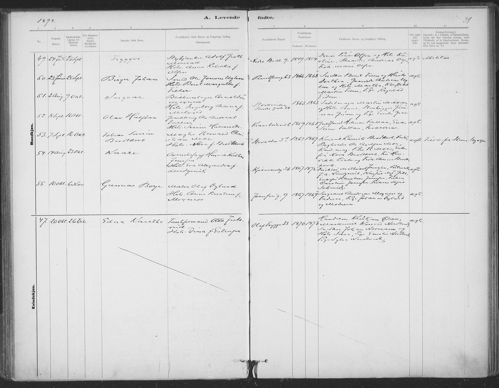 Ministerialprotokoller, klokkerbøker og fødselsregistre - Sør-Trøndelag, AV/SAT-A-1456/602/L0122: Parish register (official) no. 602A20, 1892-1908, p. 59