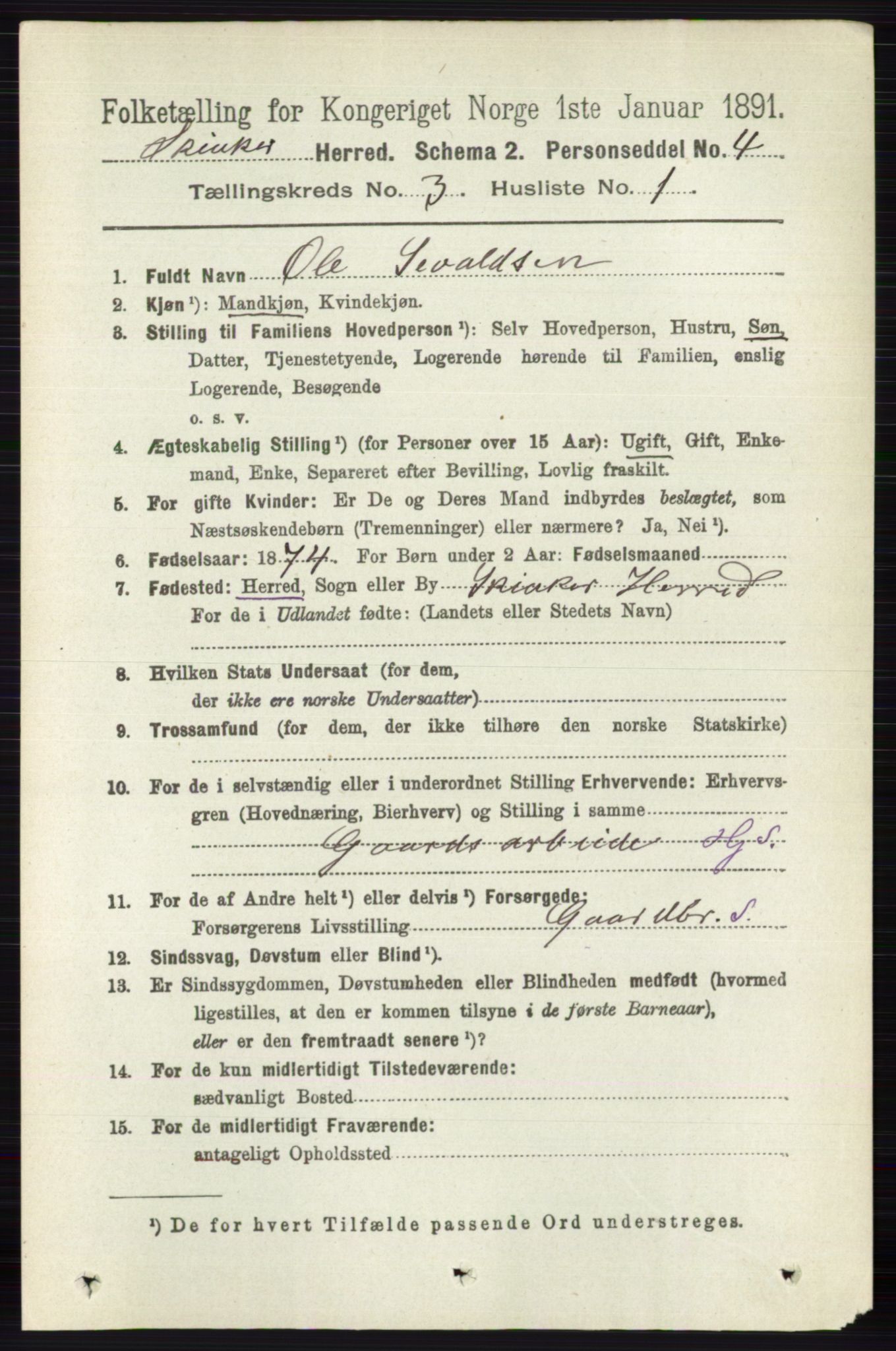 RA, 1891 census for 0513 Skjåk, 1891, p. 952