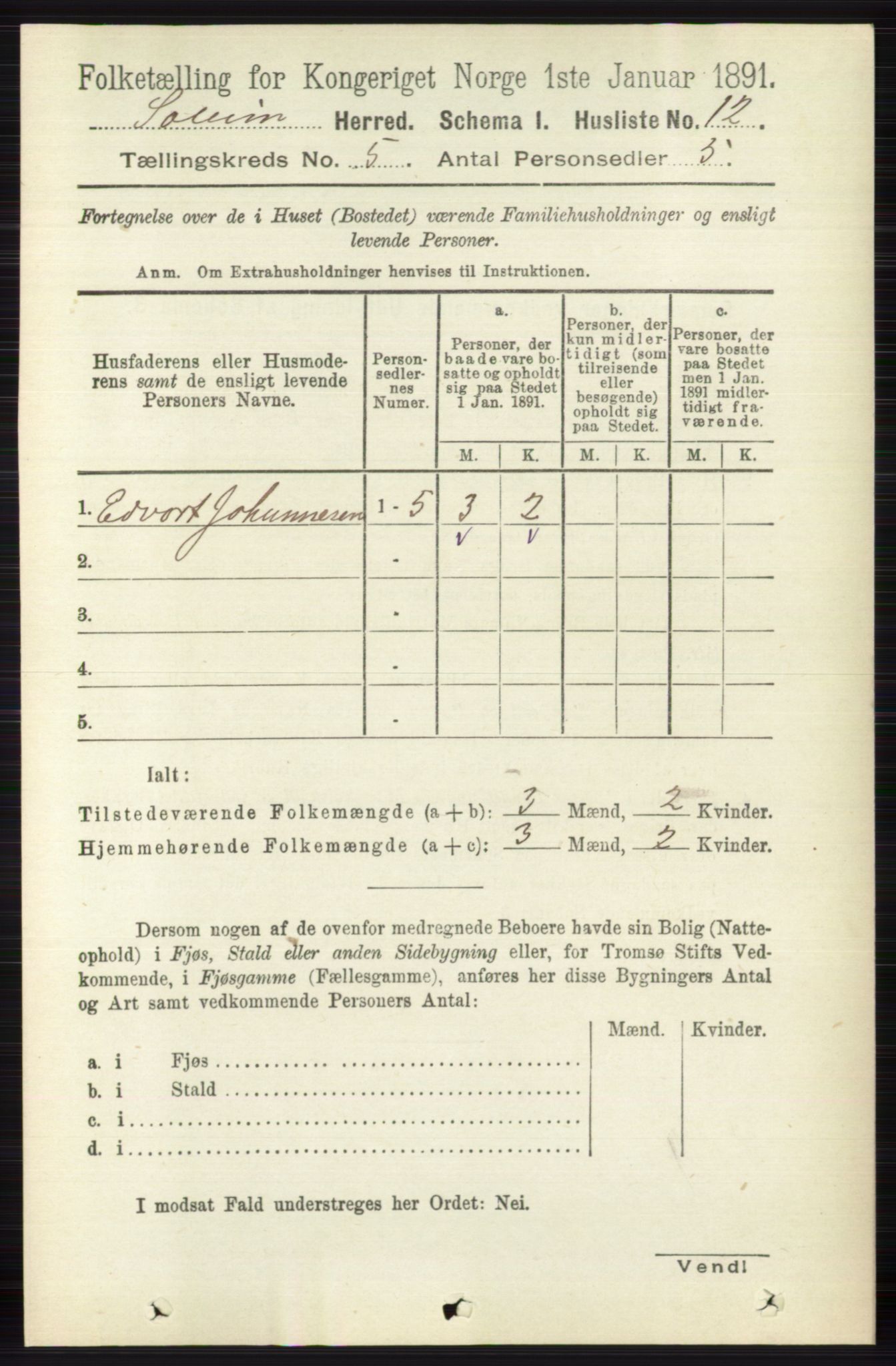 RA, 1891 census for 0818 Solum, 1891, p. 809