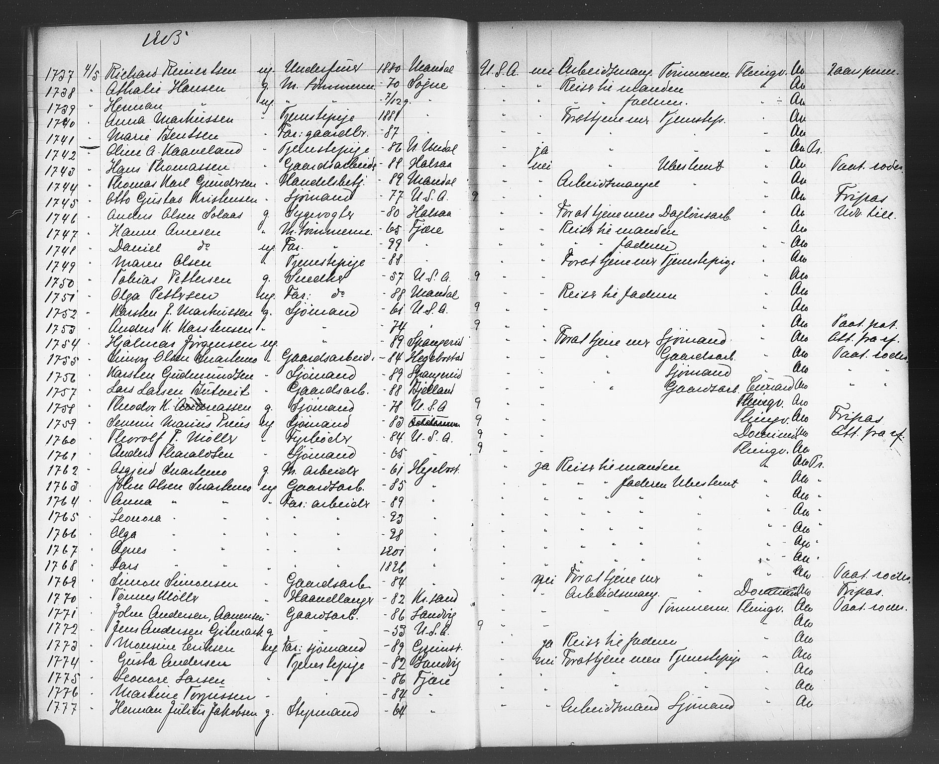 Kristiansand politikammer, AV/SAK-1243-0004/K/Kb/L0244: Emigrantprotokoll, 1905-1908, p. 26