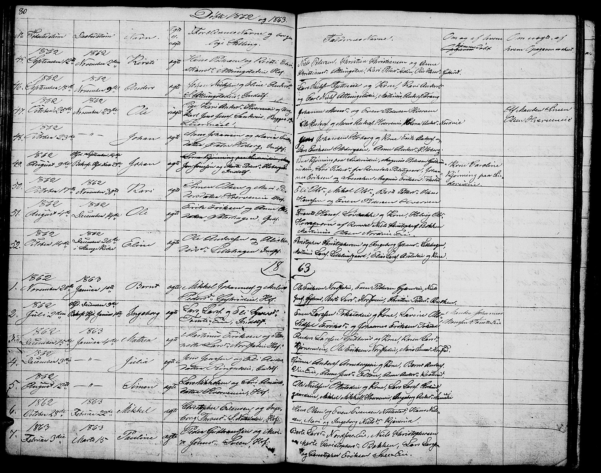 Stange prestekontor, SAH/PREST-002/L/L0002: Parish register (copy) no. 2, 1838-1879, p. 80