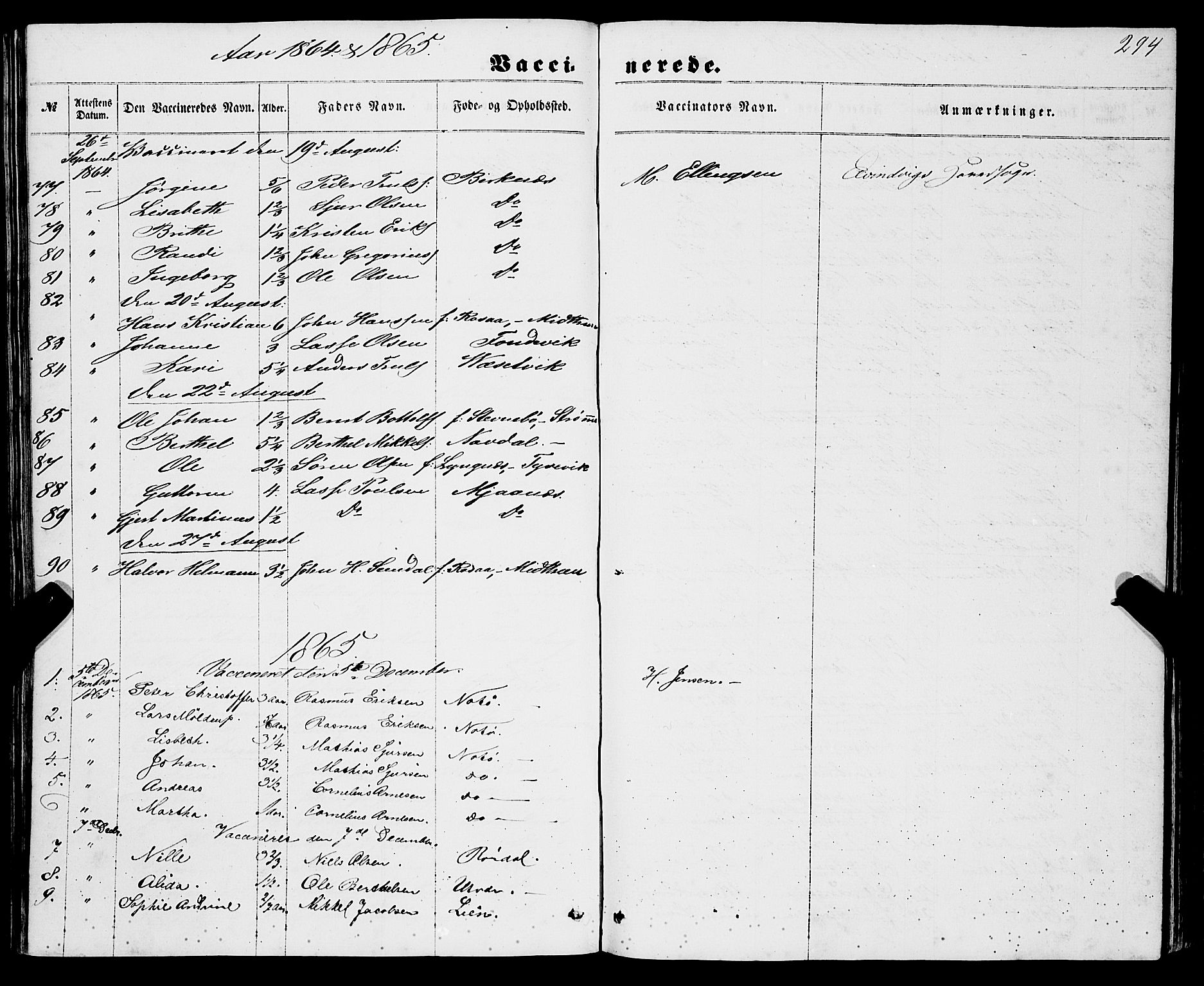 Gulen sokneprestembete, AV/SAB-A-80201/H/Haa/Haaa/L0022: Parish register (official) no. A 22, 1859-1869, p. 294