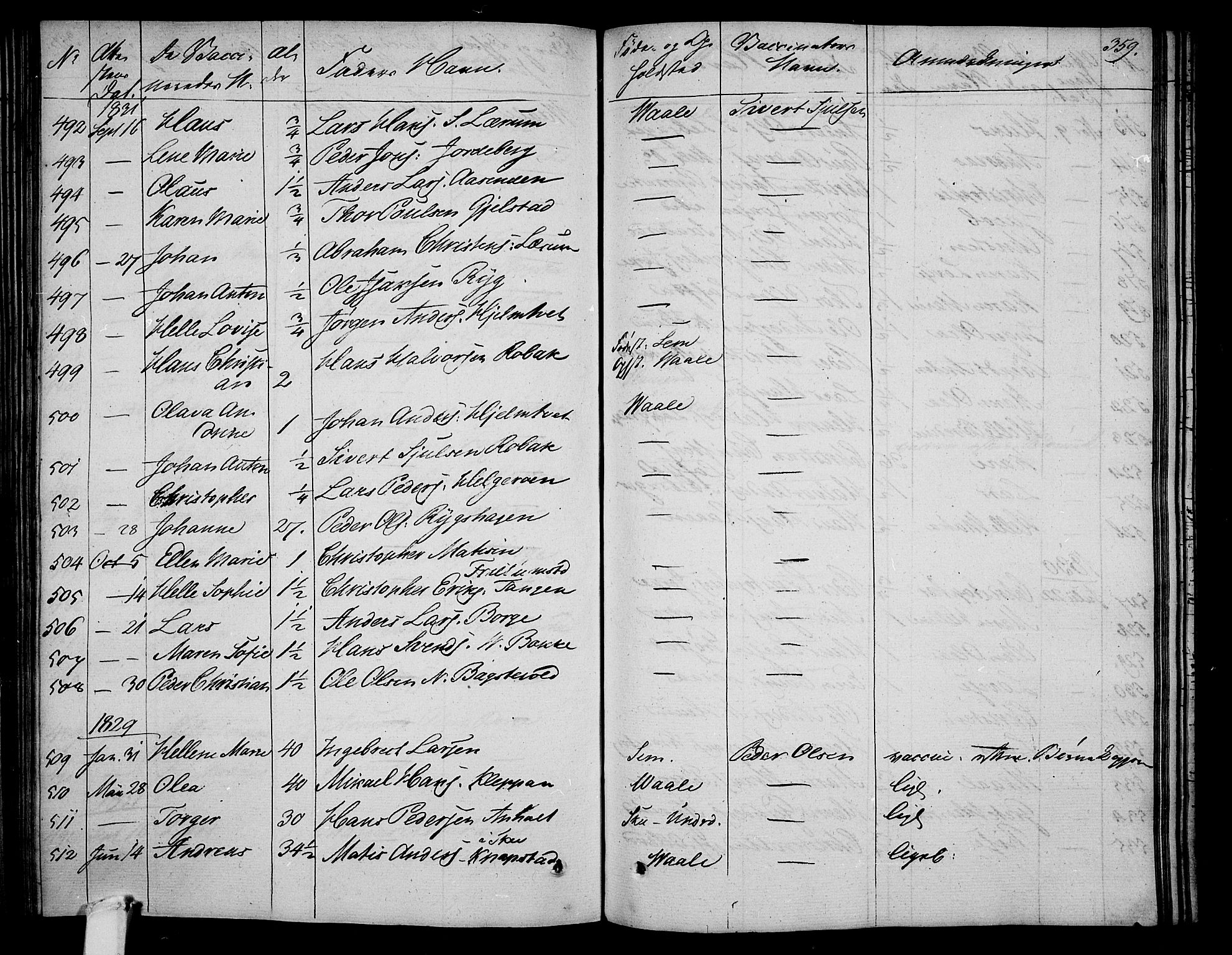 Våle kirkebøker, SAKO/A-334/F/Fa/L0008: Parish register (official) no. I 8, 1824-1844, p. 359