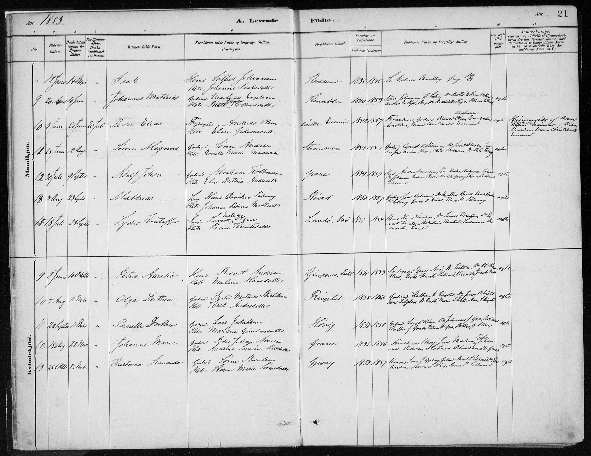 Askvoll sokneprestembete, AV/SAB-A-79501/H/Haa/Haab/L0002: Parish register (official) no. B 2, 1879-1909, p. 21