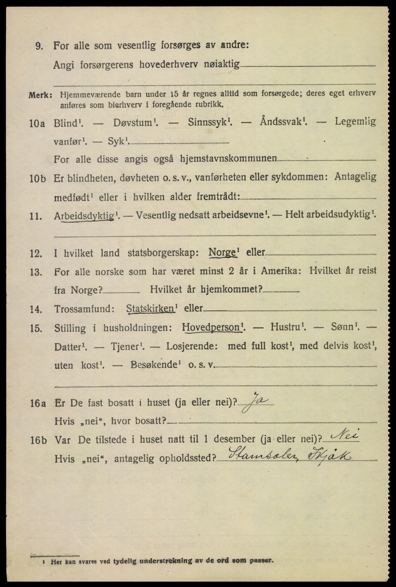 SAH, 1920 census for Skjåk, 1920, p. 2457