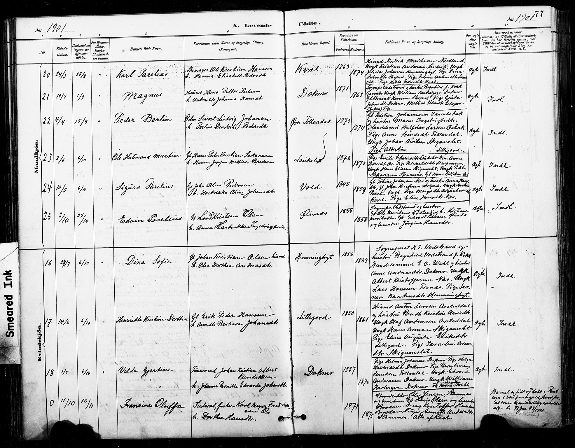 Ministerialprotokoller, klokkerbøker og fødselsregistre - Nordland, SAT/A-1459/846/L0646: Parish register (official) no. 846A04, 1887-1901, p. 77