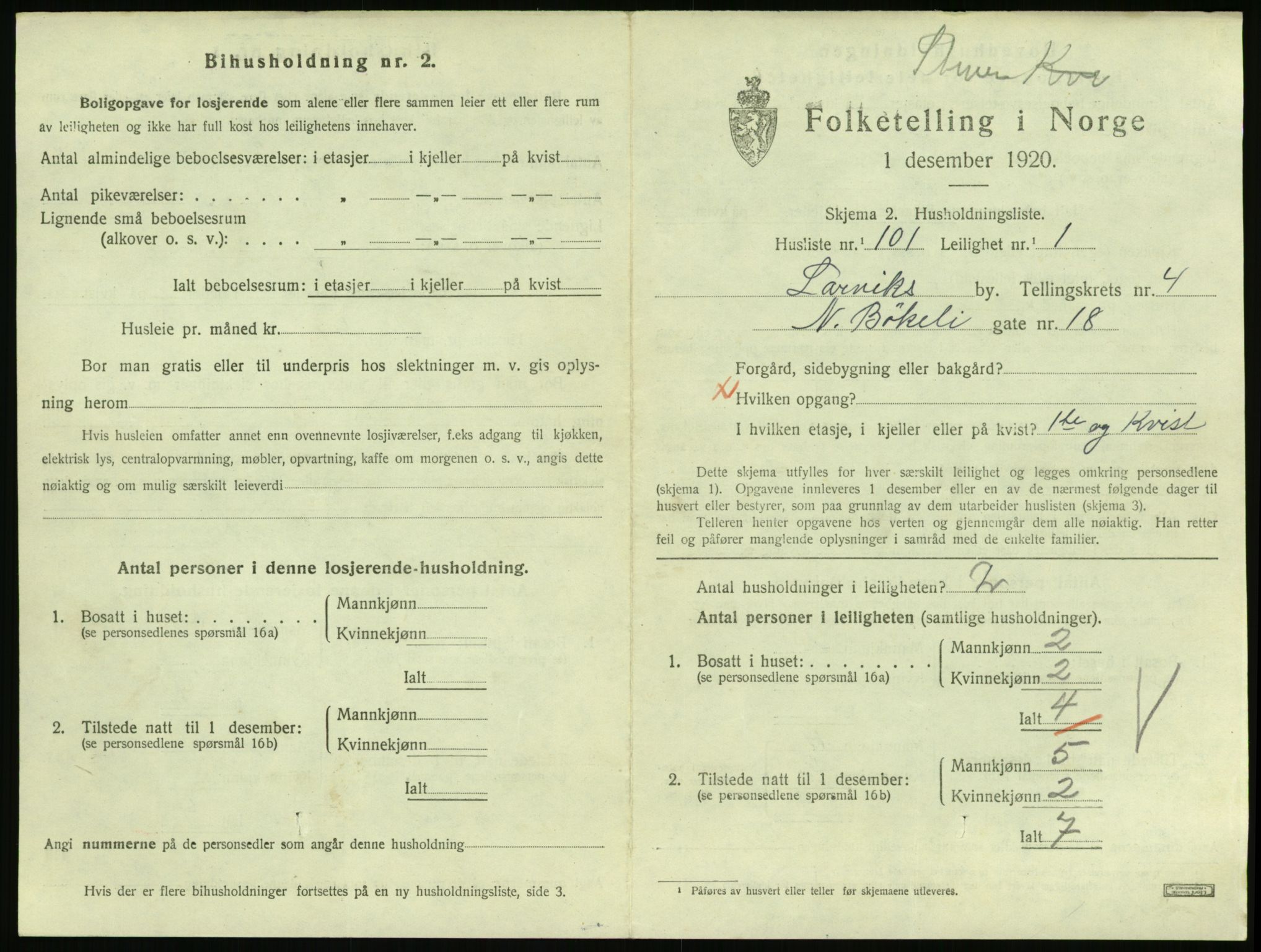 SAKO, 1920 census for Larvik, 1920, p. 4676