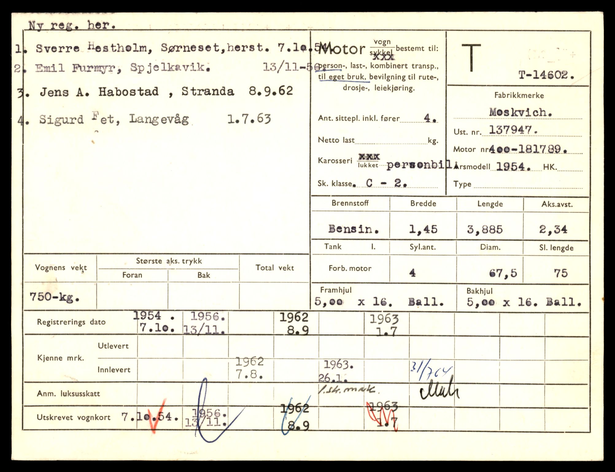 Møre og Romsdal vegkontor - Ålesund trafikkstasjon, AV/SAT-A-4099/F/Fe/L0047: Registreringskort for kjøretøy T 14580 - T 14720, 1927-1998, p. 625