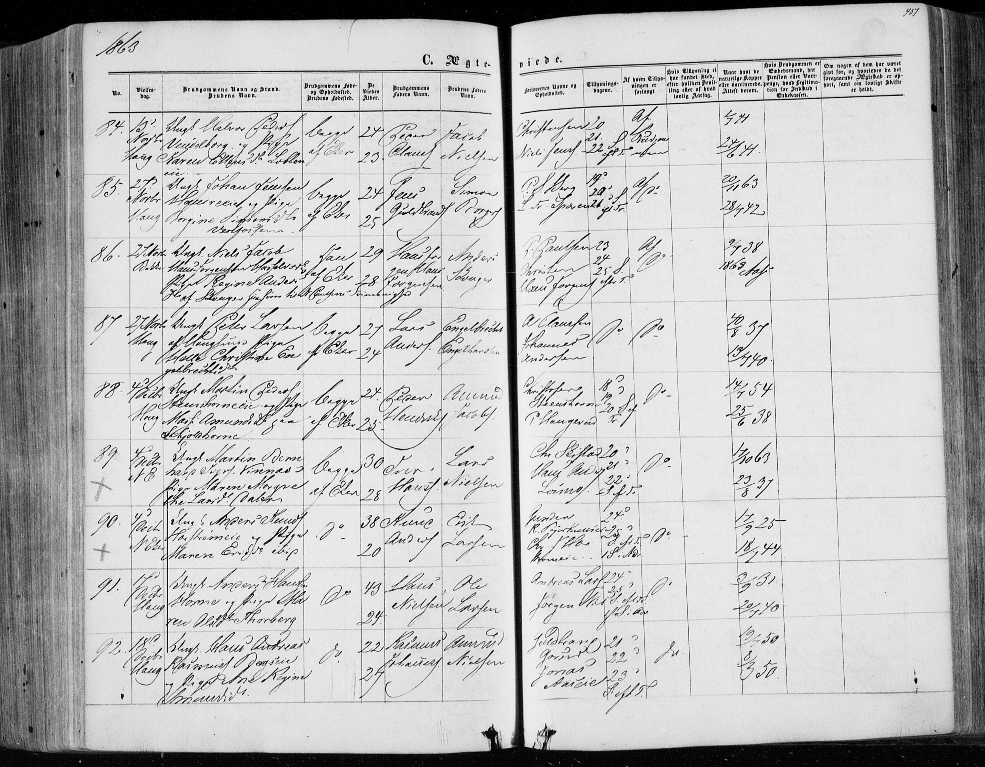 Eiker kirkebøker, SAKO/A-4/F/Fa/L0016: Parish register (official) no. I 16, 1860-1868, p. 451