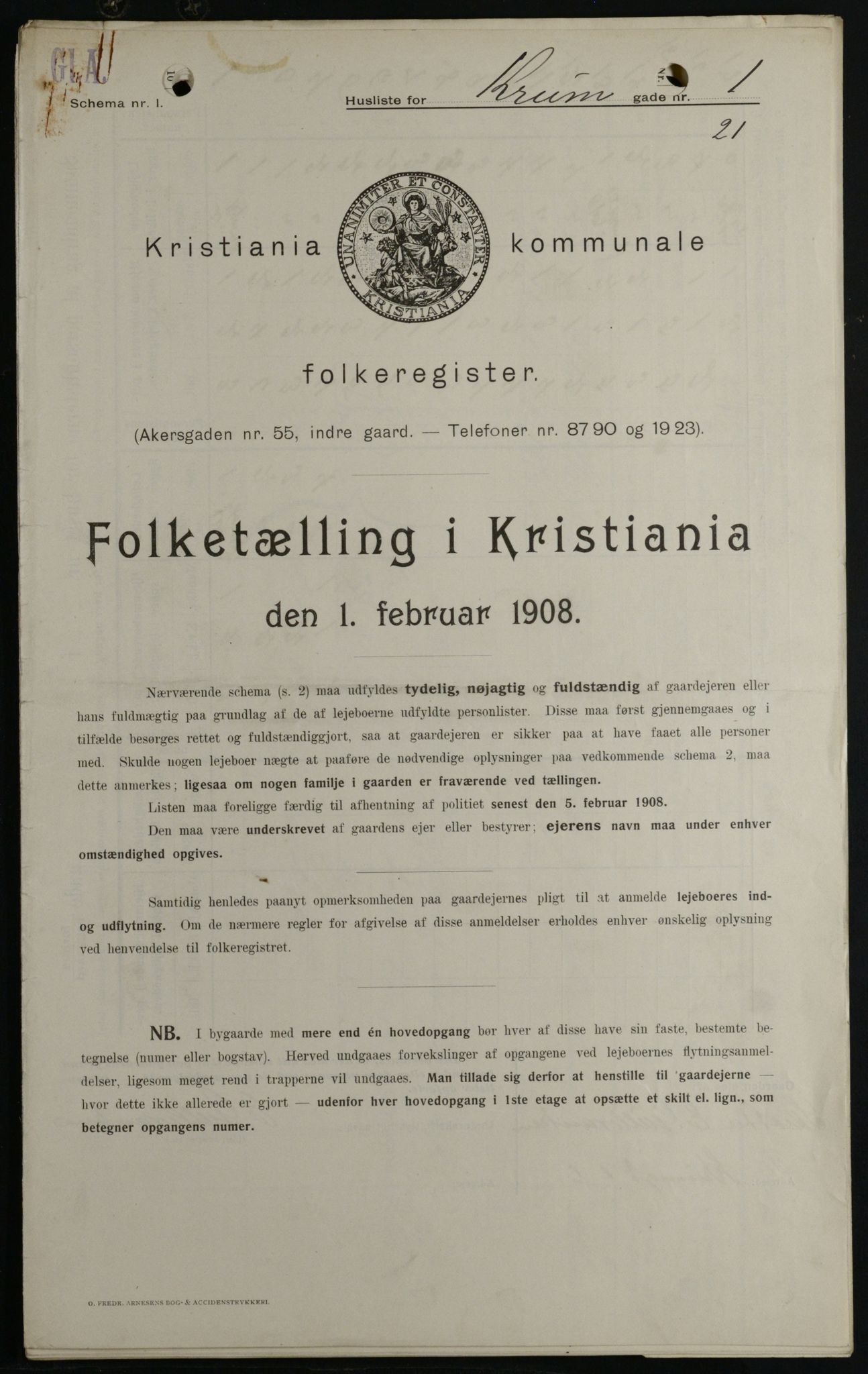 OBA, Municipal Census 1908 for Kristiania, 1908, p. 49053