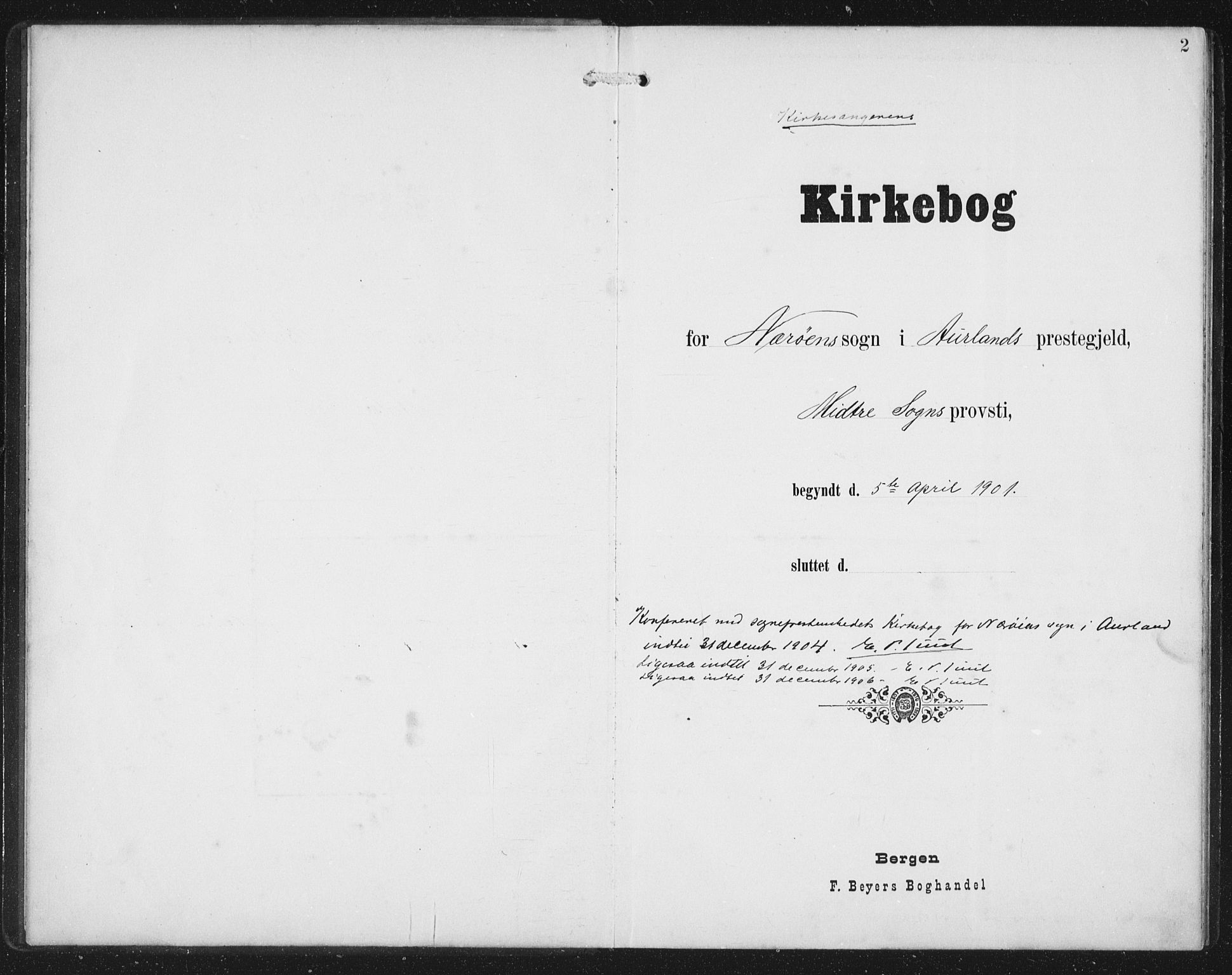 Aurland sokneprestembete, AV/SAB-A-99937/H/Hb/Hbc/L0003: Parish register (copy) no. C 3, 1901-1933, p. 2