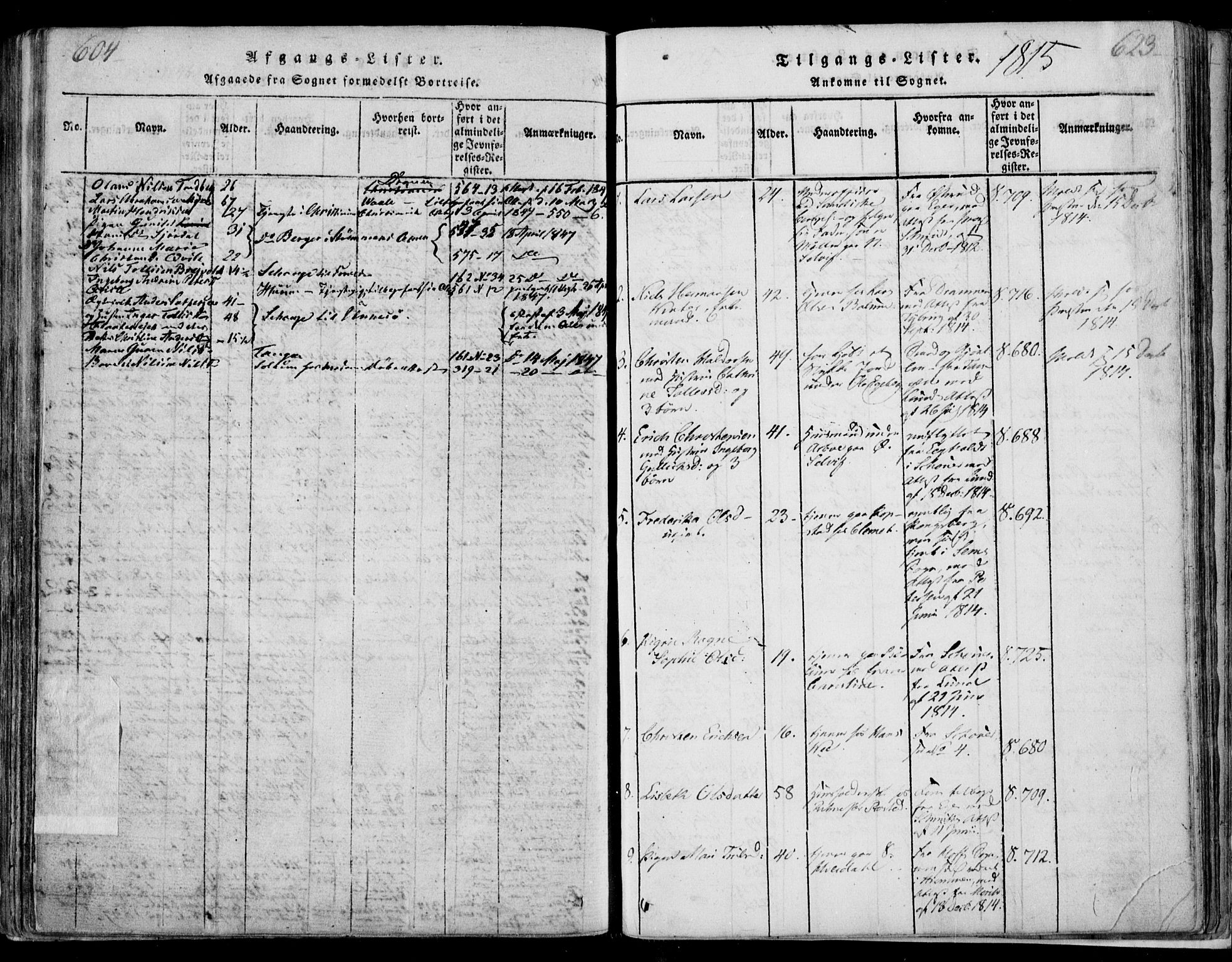 Sande Kirkebøker, SAKO/A-53/F/Fa/L0003: Parish register (official) no. 3, 1814-1847, p. 604-605