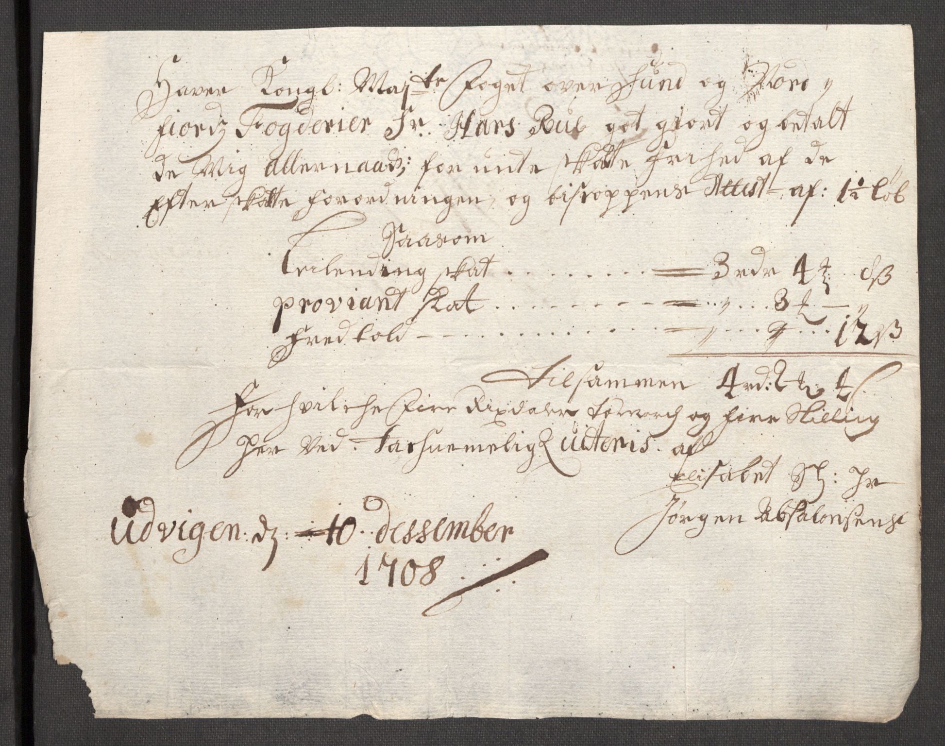 Rentekammeret inntil 1814, Reviderte regnskaper, Fogderegnskap, AV/RA-EA-4092/R53/L3431: Fogderegnskap Sunn- og Nordfjord, 1708, p. 195