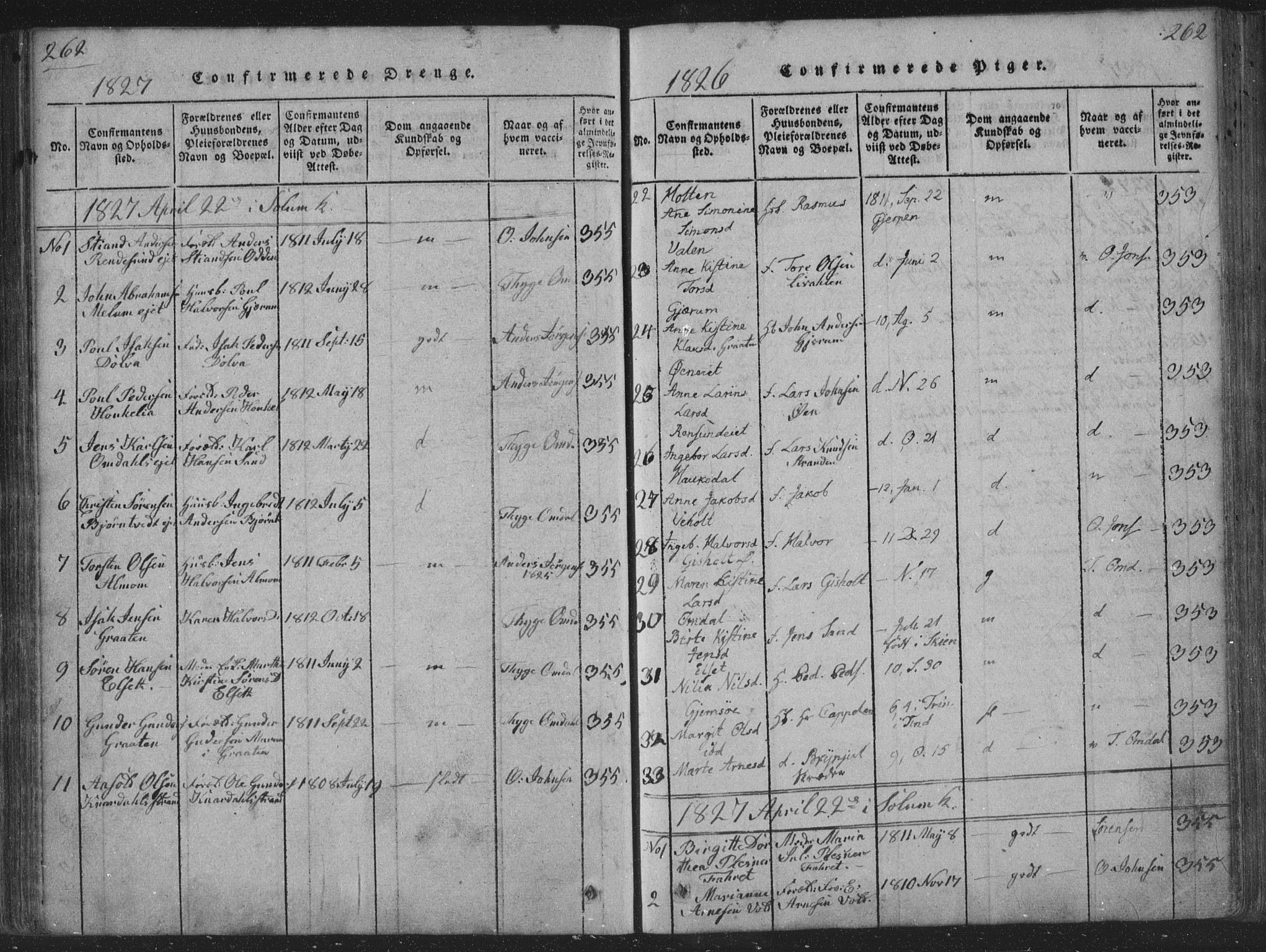 Solum kirkebøker, SAKO/A-306/F/Fa/L0004: Parish register (official) no. I 4, 1814-1833, p. 262