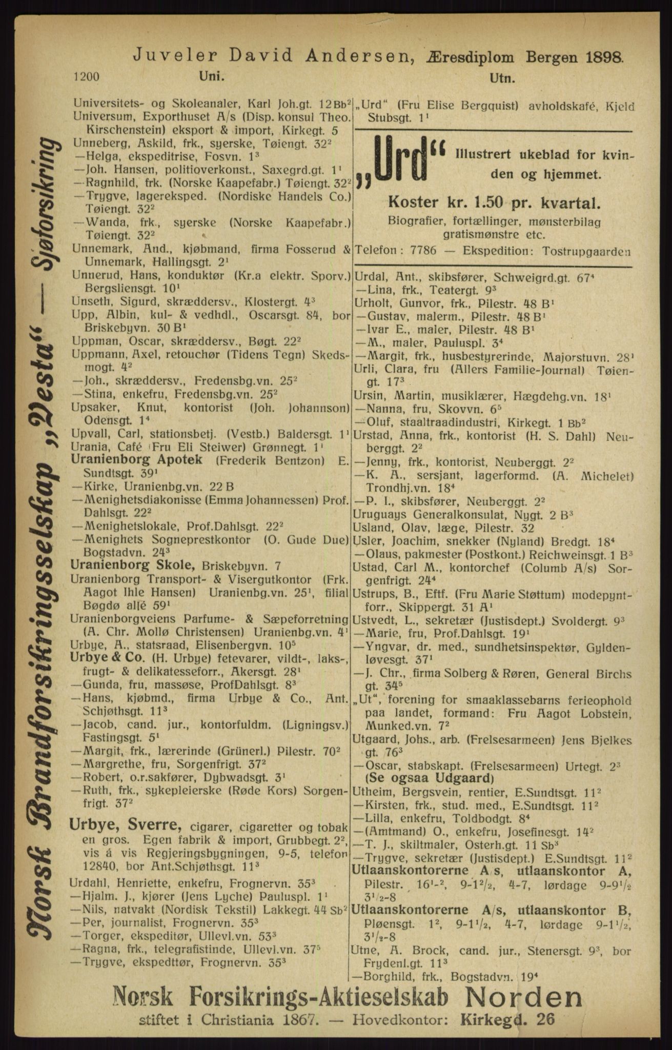 Kristiania/Oslo adressebok, PUBL/-, 1916, p. 1200