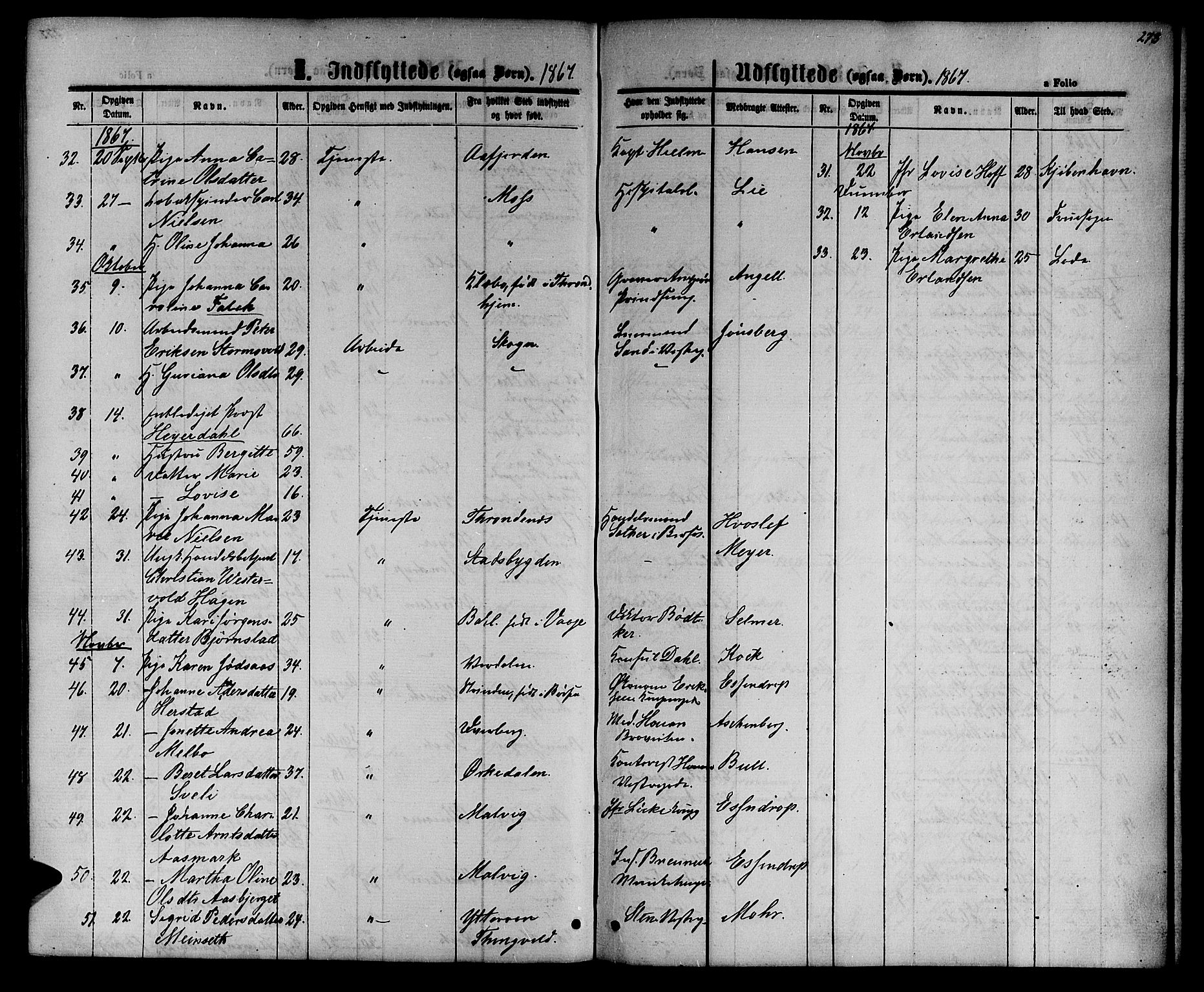 Ministerialprotokoller, klokkerbøker og fødselsregistre - Sør-Trøndelag, SAT/A-1456/601/L0087: Parish register (copy) no. 601C05, 1864-1881, p. 273