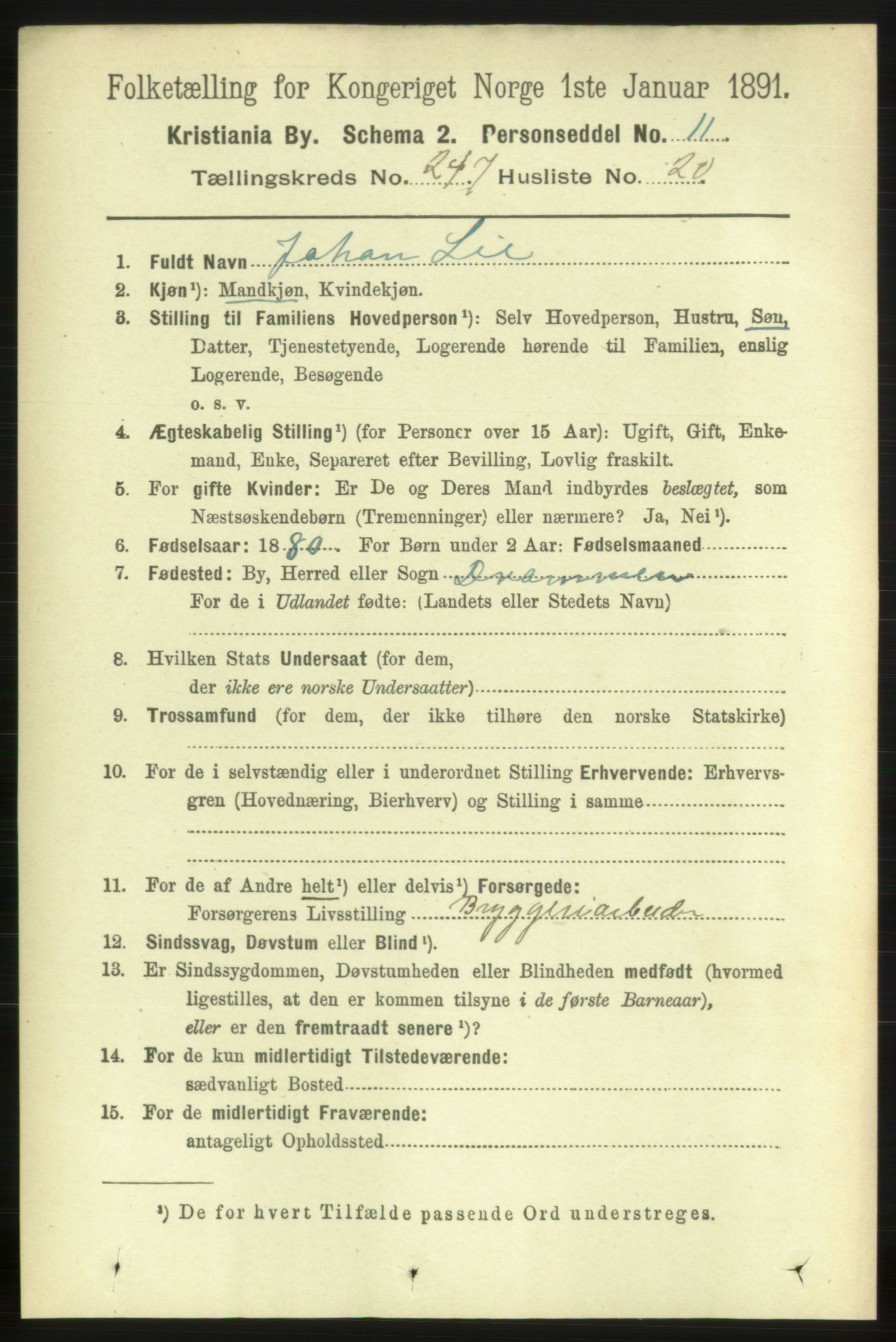 RA, 1891 census for 0301 Kristiania, 1891, p. 150874